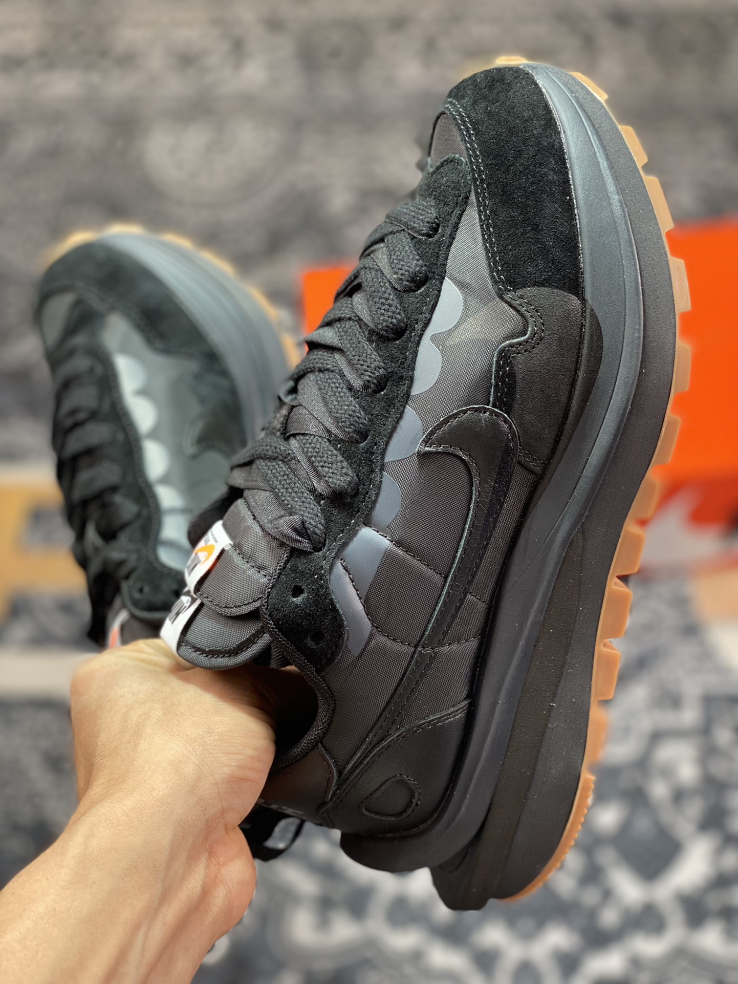 Purely original/unidentifiable Sacai x Nike Vaporwaffle ” Nylon Black ” 3.0 black gray raw rubber DD1875-001