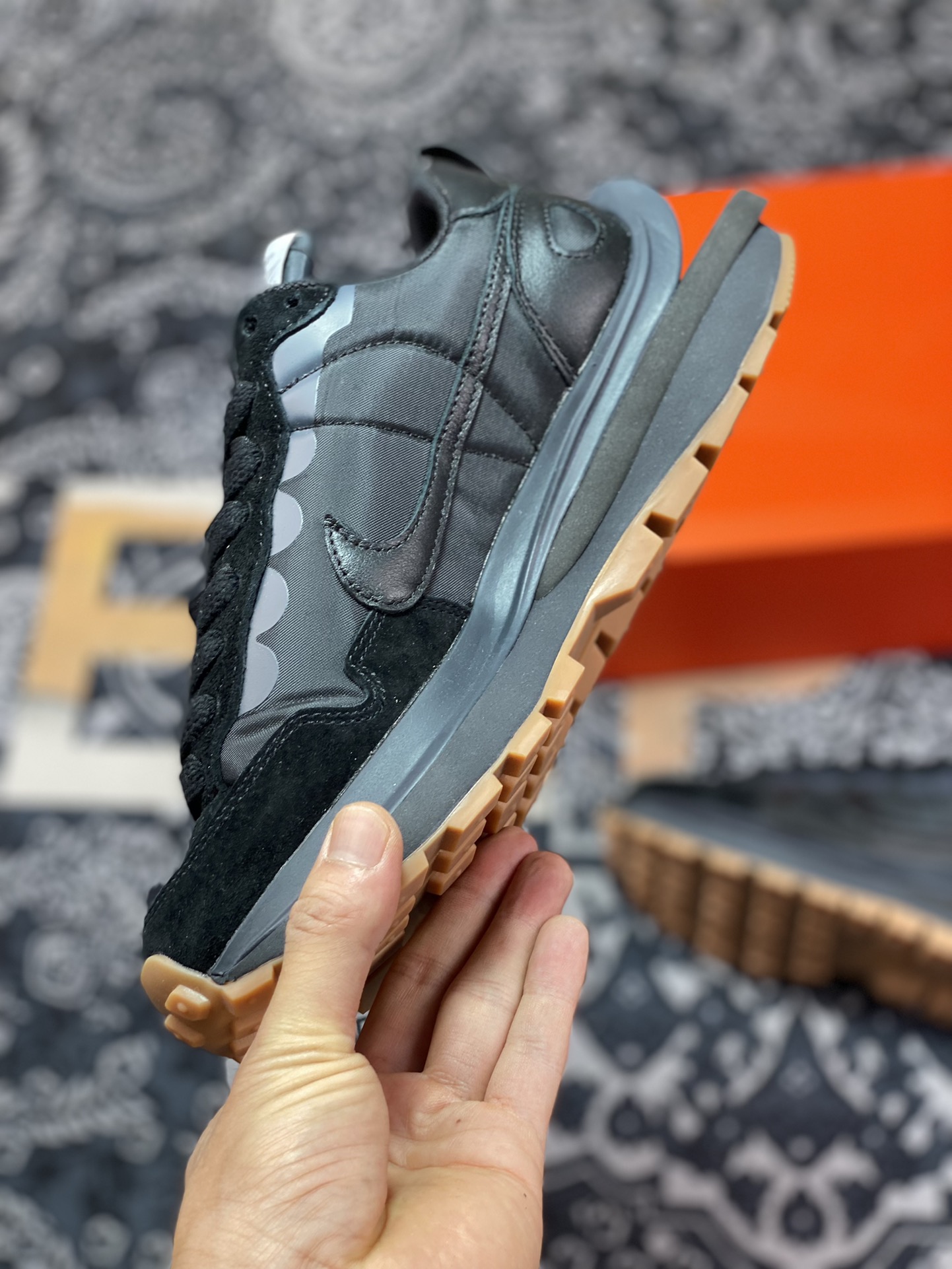 Purely original/unidentifiable Sacai x Nike Vaporwaffle ” Nylon Black ” 3.0 black gray raw rubber DD1875-001