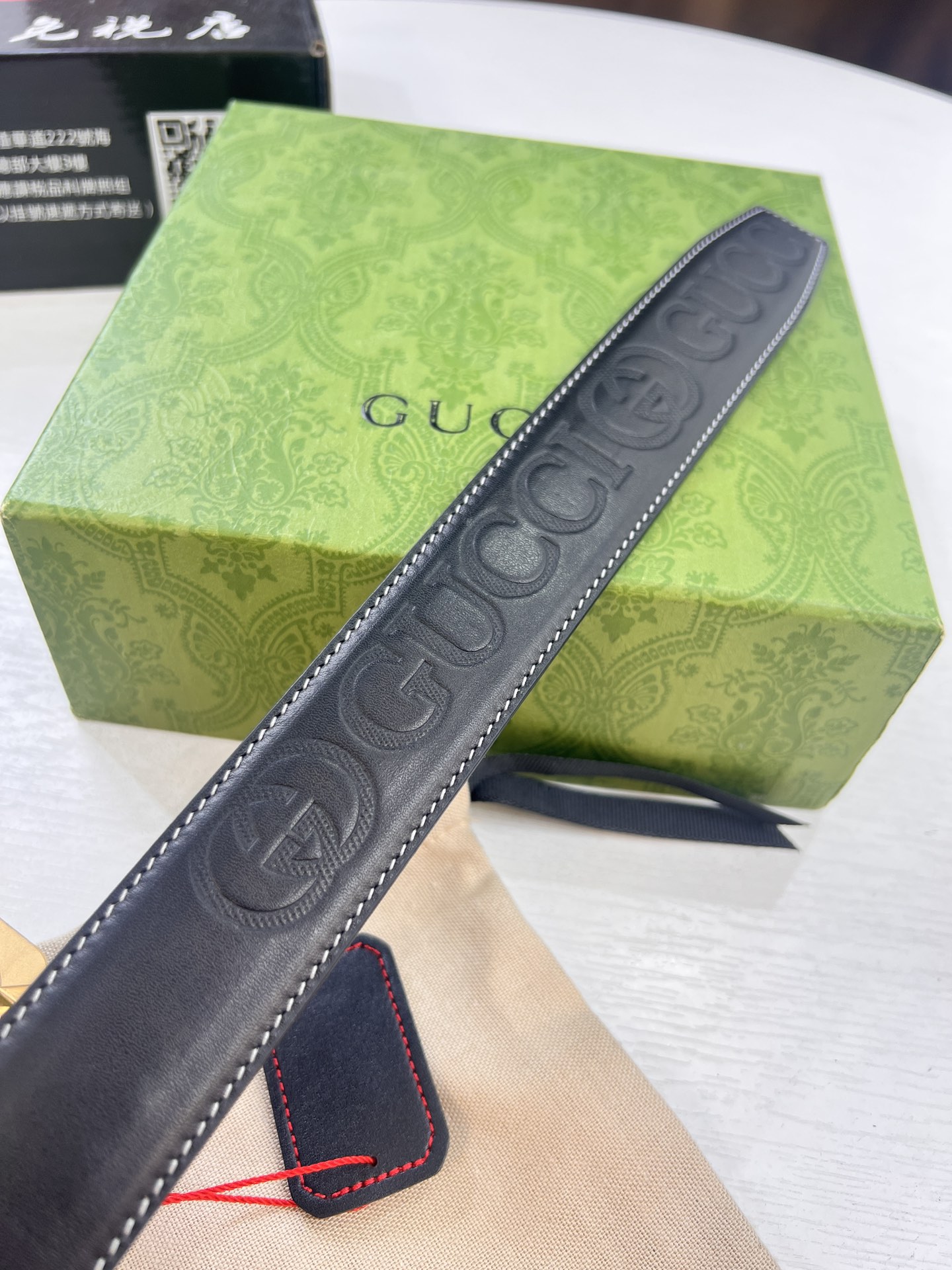 古奇GUCCi自动扣皮带 新款 GG压花头层牛皮 顶级品质商务正装 古奇自动皮带滑轨手感柔软 土黄牛皮低