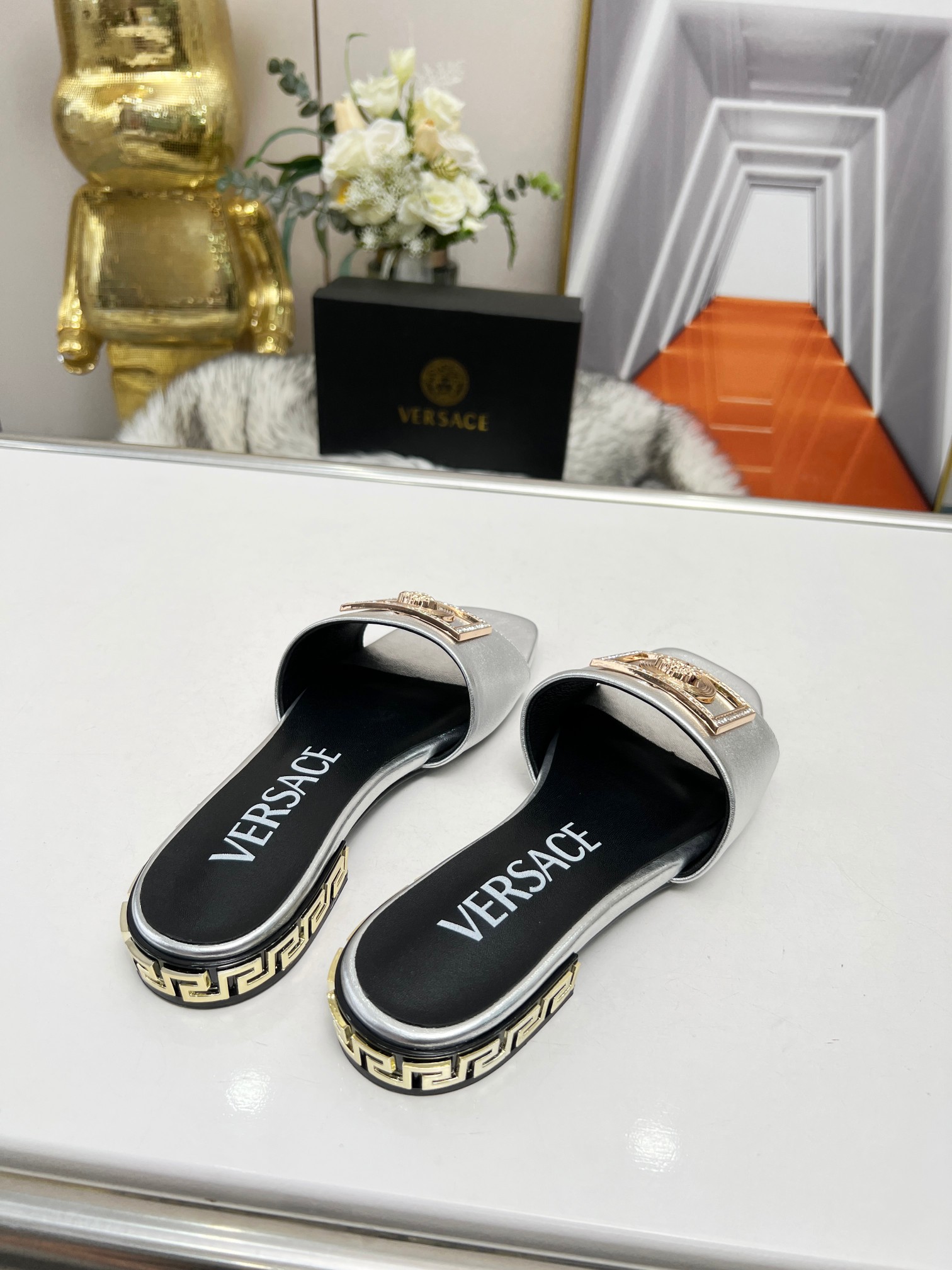Factory precio: suela de cuero P215 suela de goma P180 yardas: 35-44 (44 se puede pedir) Versace nue