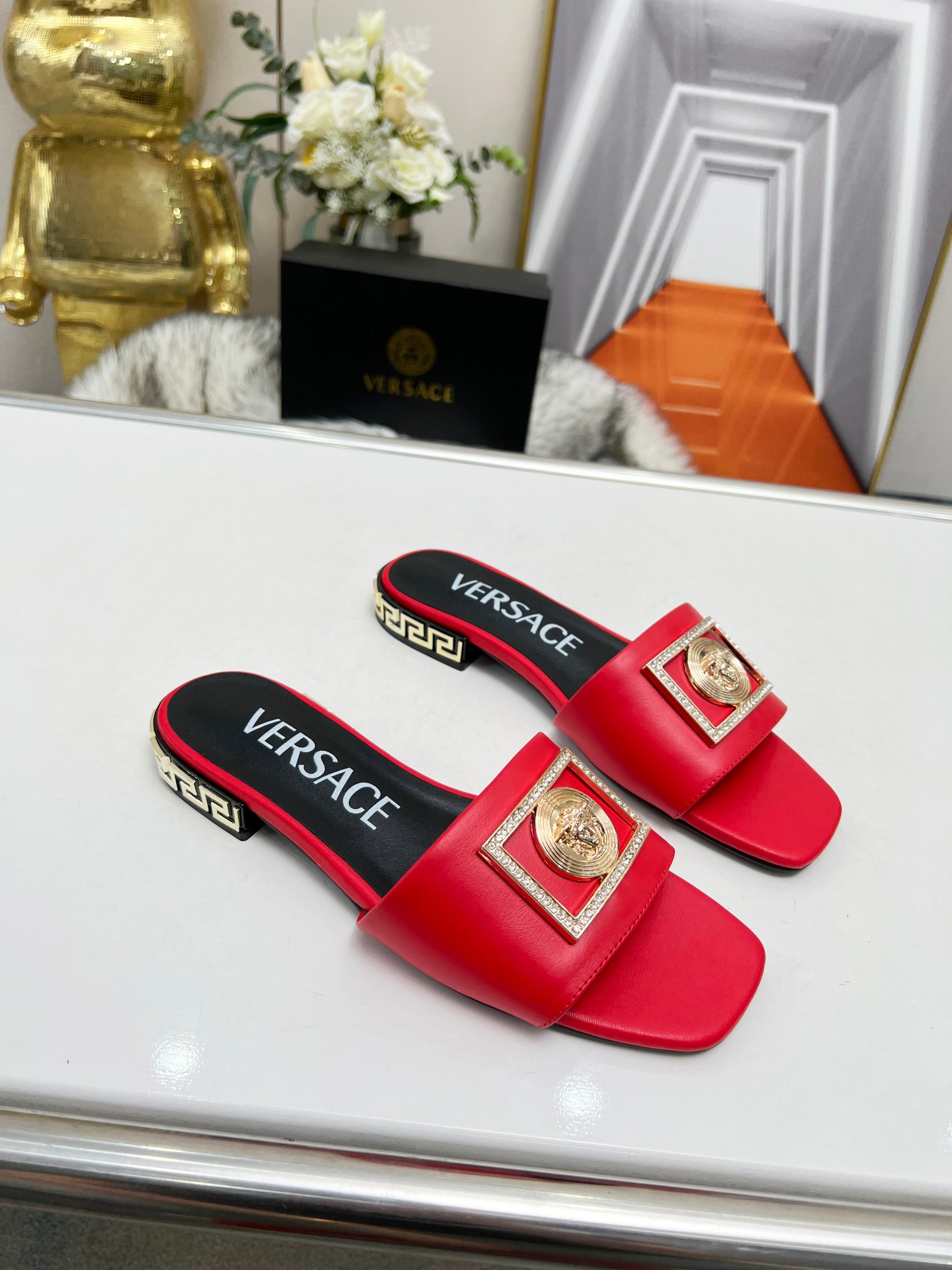 Factory precio: suela de cuero P215 suela de goma P180 yardas: 35-44 (44 se puede pedir) Versace nue