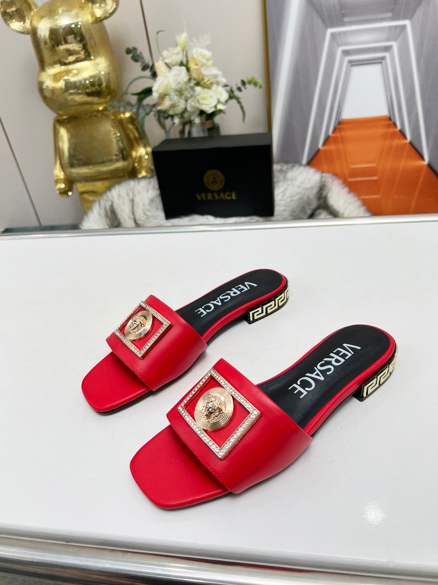 Factory precio: suela de cuero P215 suela de goma P180 yardas: 35-44 (44 se puede pedir) Versace nue