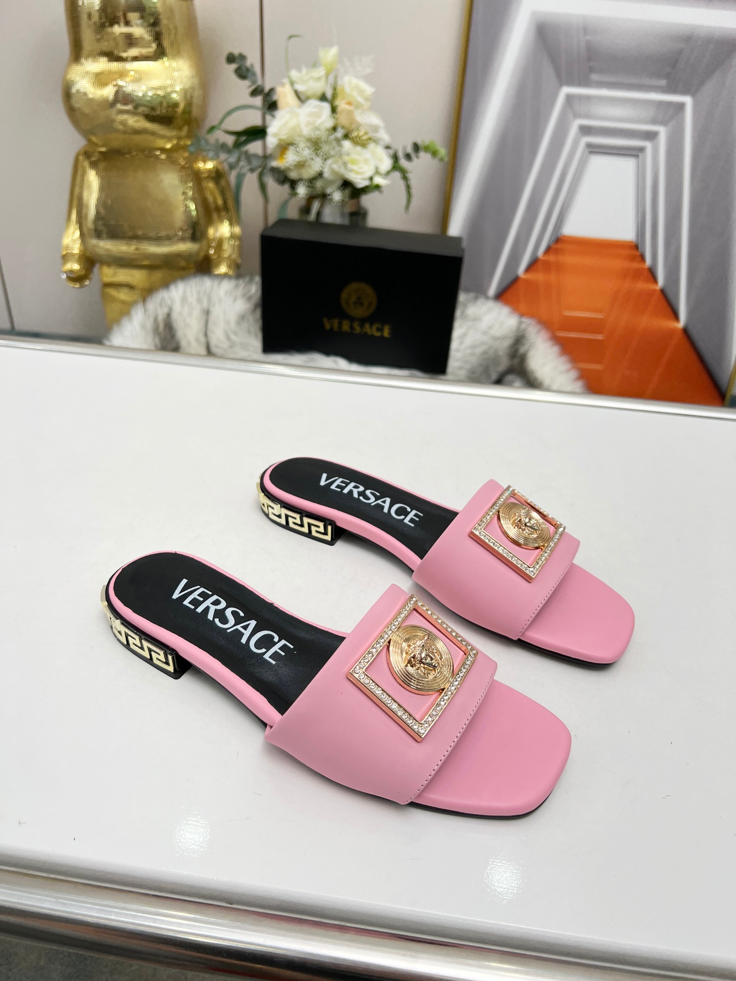 Factory precio: suela de cuero P215 suela de goma P180 yardas: 35-44 (44 se puede pedir) Versace nue