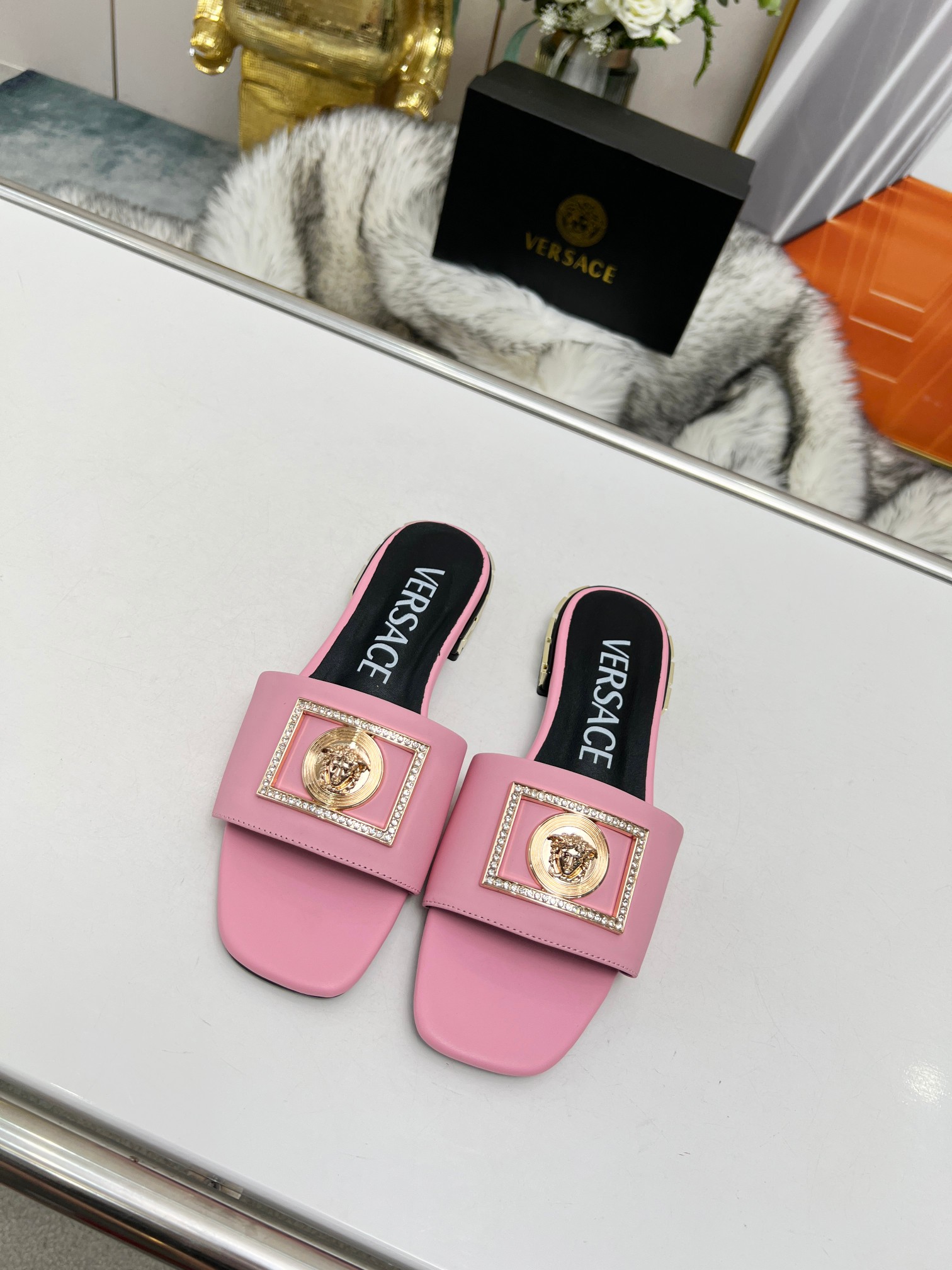 Factory precio: suela de cuero P215 suela de goma P180 yardas: 35-44 (44 se puede pedir) Versace nue