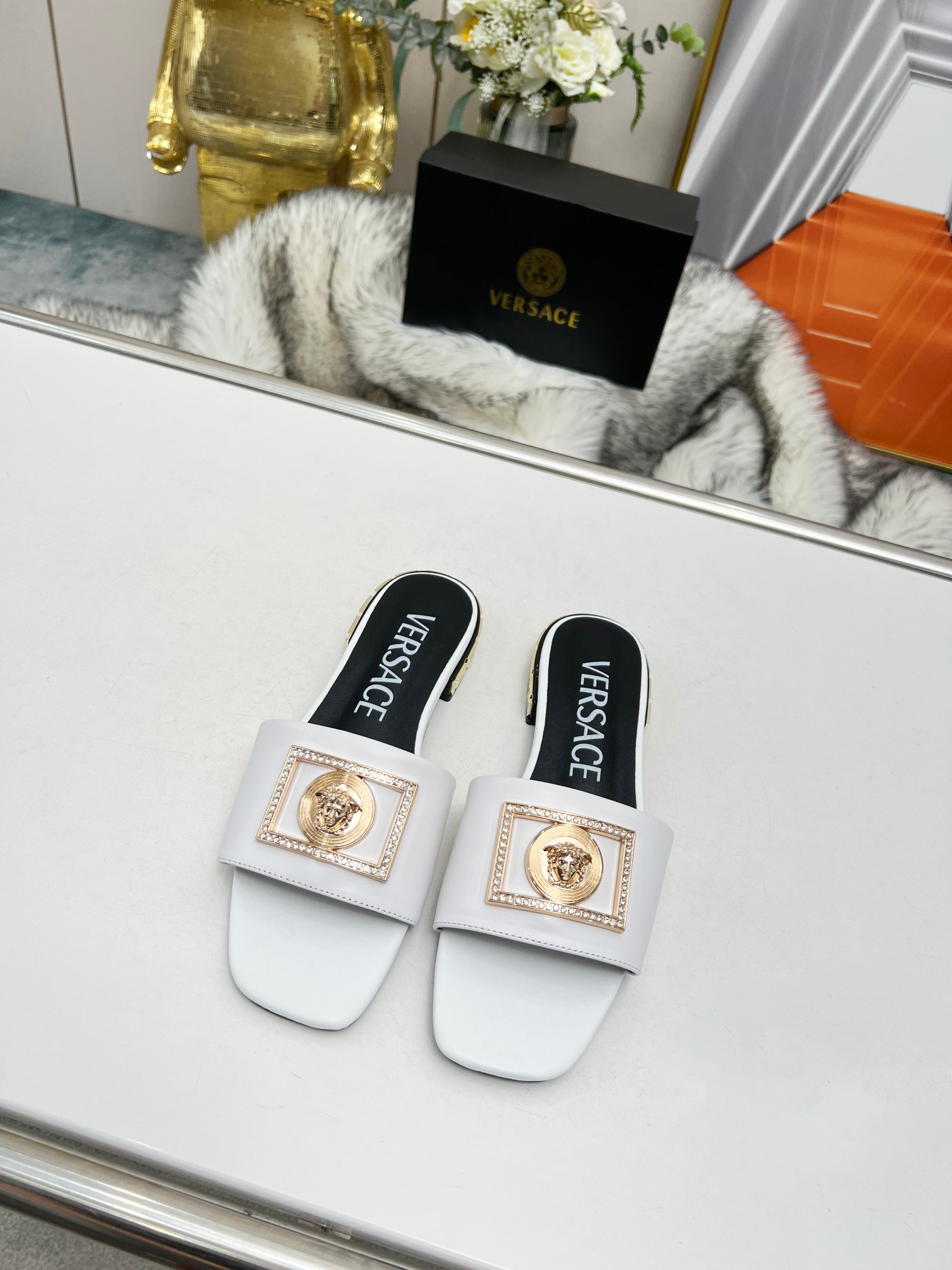 Factory precio: suela de cuero P215 suela de goma P180 yardas: 35-44 (44 se puede pedir) Versace nue