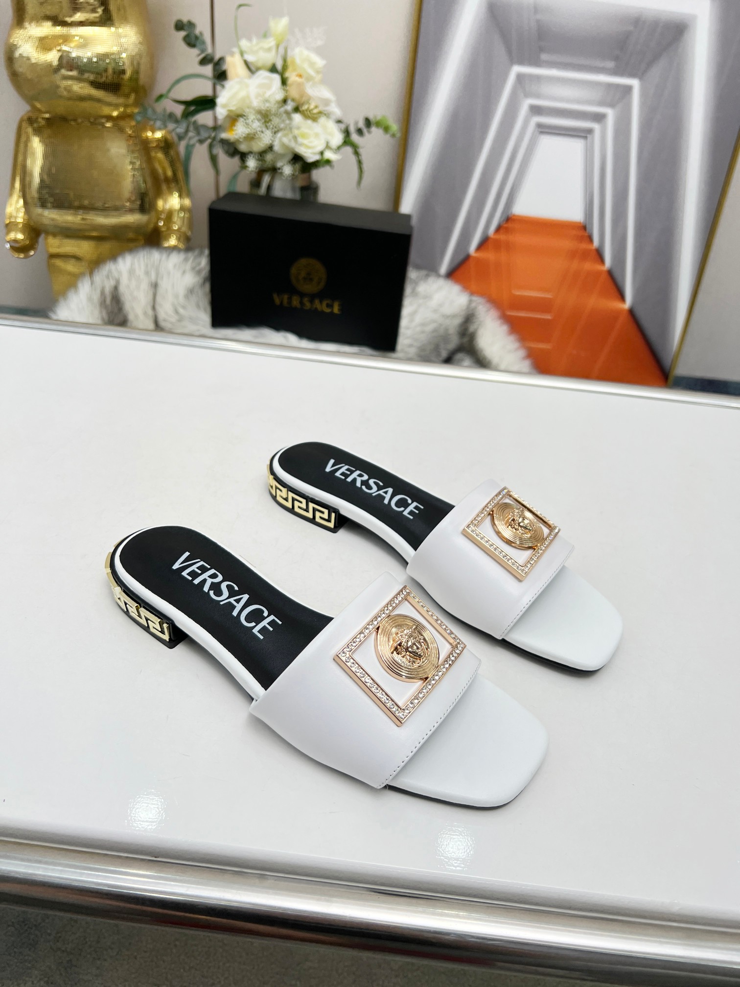 Factory precio: suela de cuero P215 suela de goma P180 yardas: 35-44 (44 se puede pedir) Versace nue