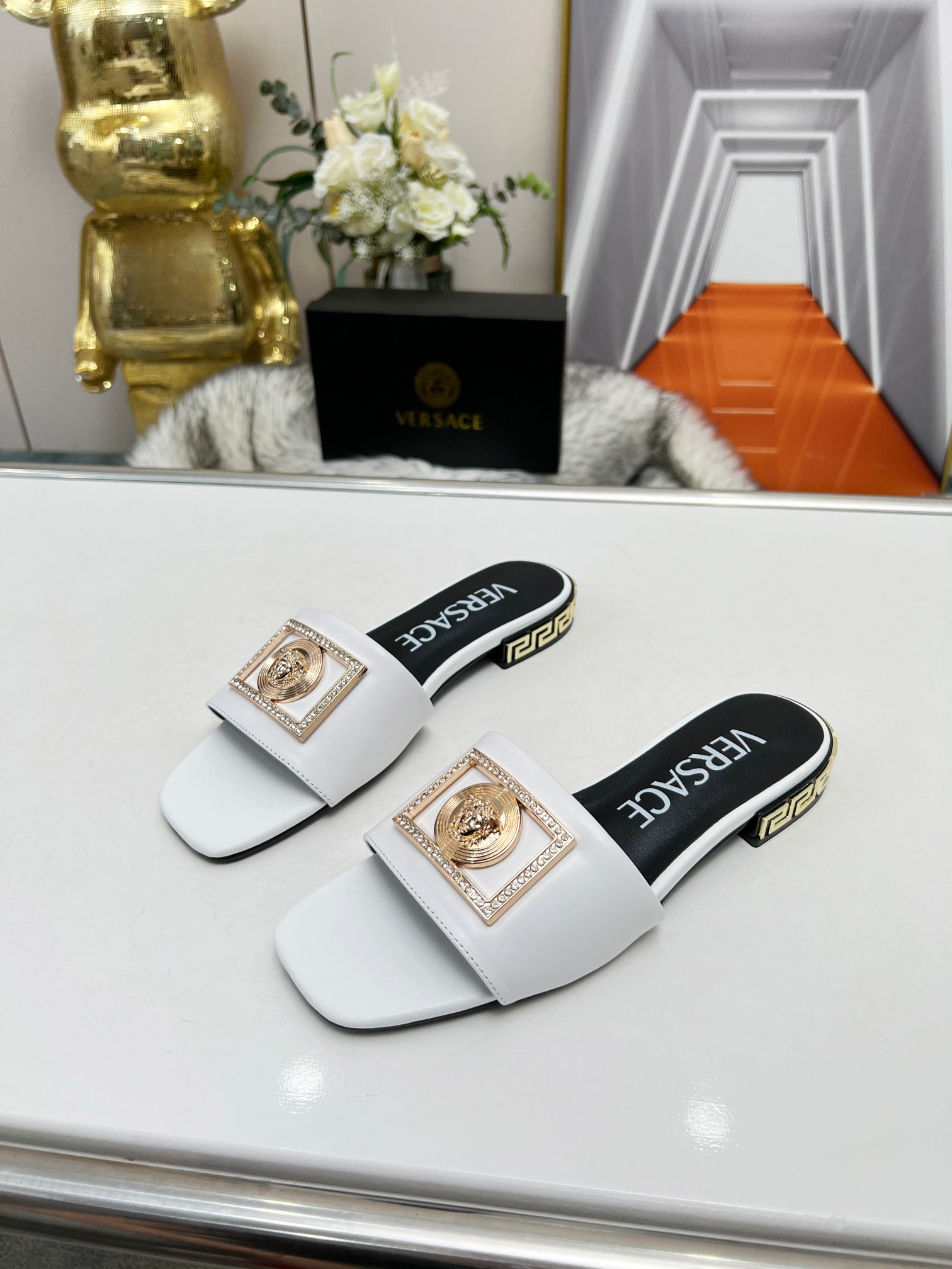Factory precio: suela de cuero P215 suela de goma P180 yardas: 35-44 (44 se puede pedir) Versace nue