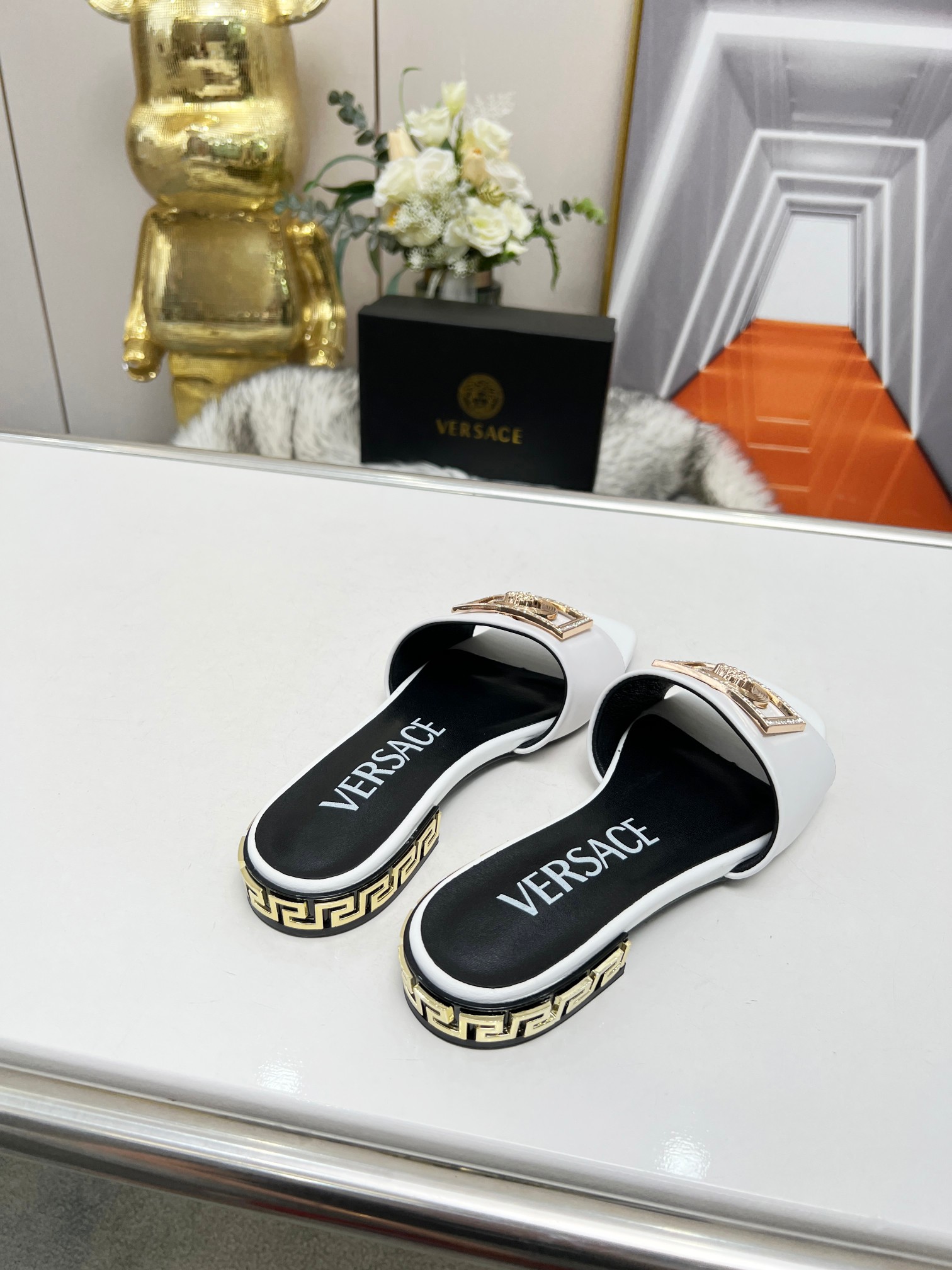Factory precio: suela de cuero P215 suela de goma P180 yardas: 35-44 (44 se puede pedir) Versace nue