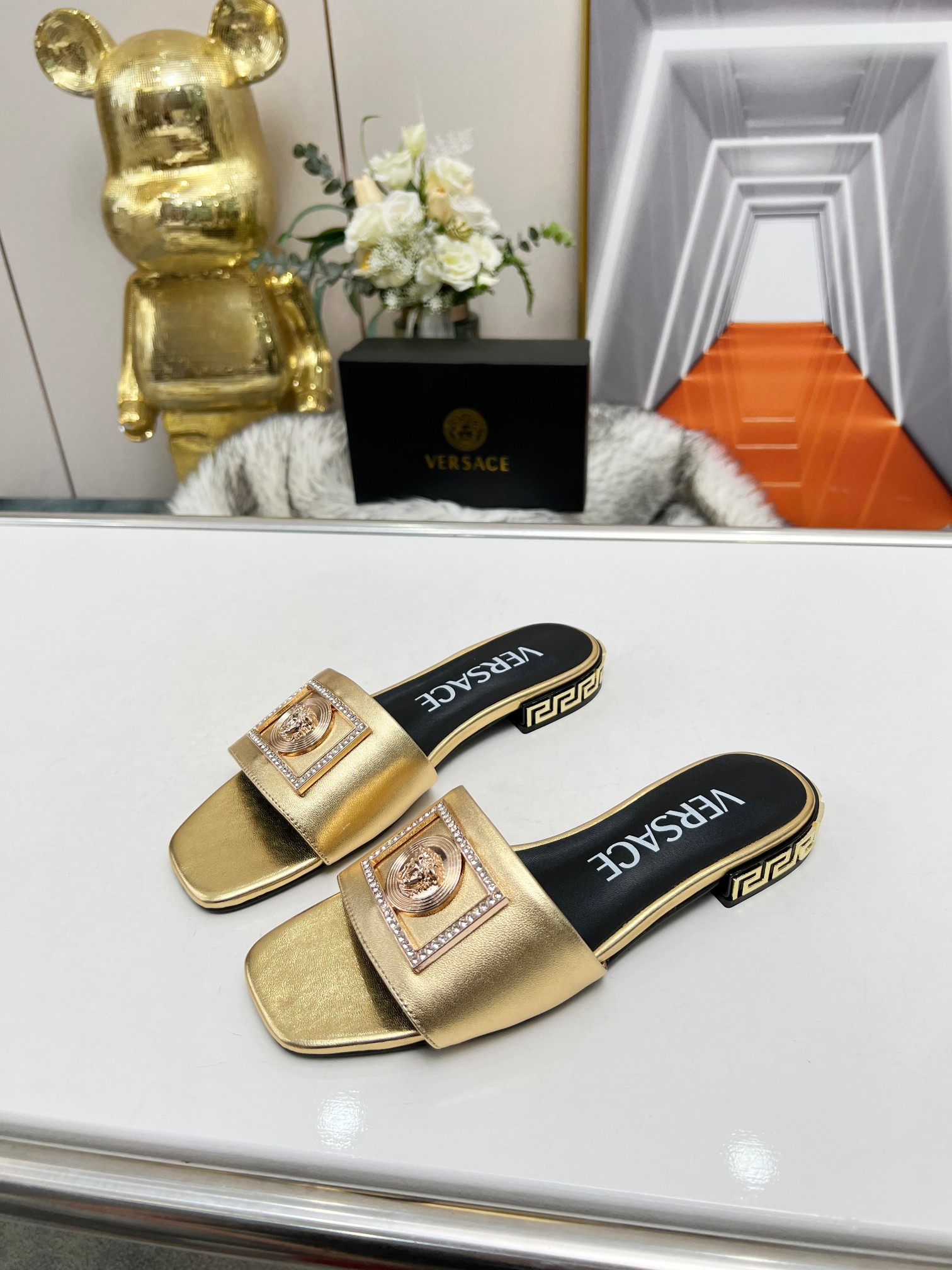 Factory precio: suela de cuero P215 suela de goma P180 yardas: 35-44 (44 se puede pedir) Versace nue