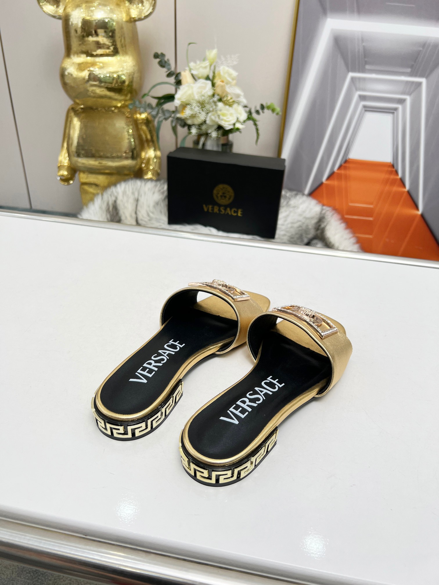 Factory precio: suela de cuero P215 suela de goma P180 yardas: 35-44 (44 se puede pedir) Versace nue