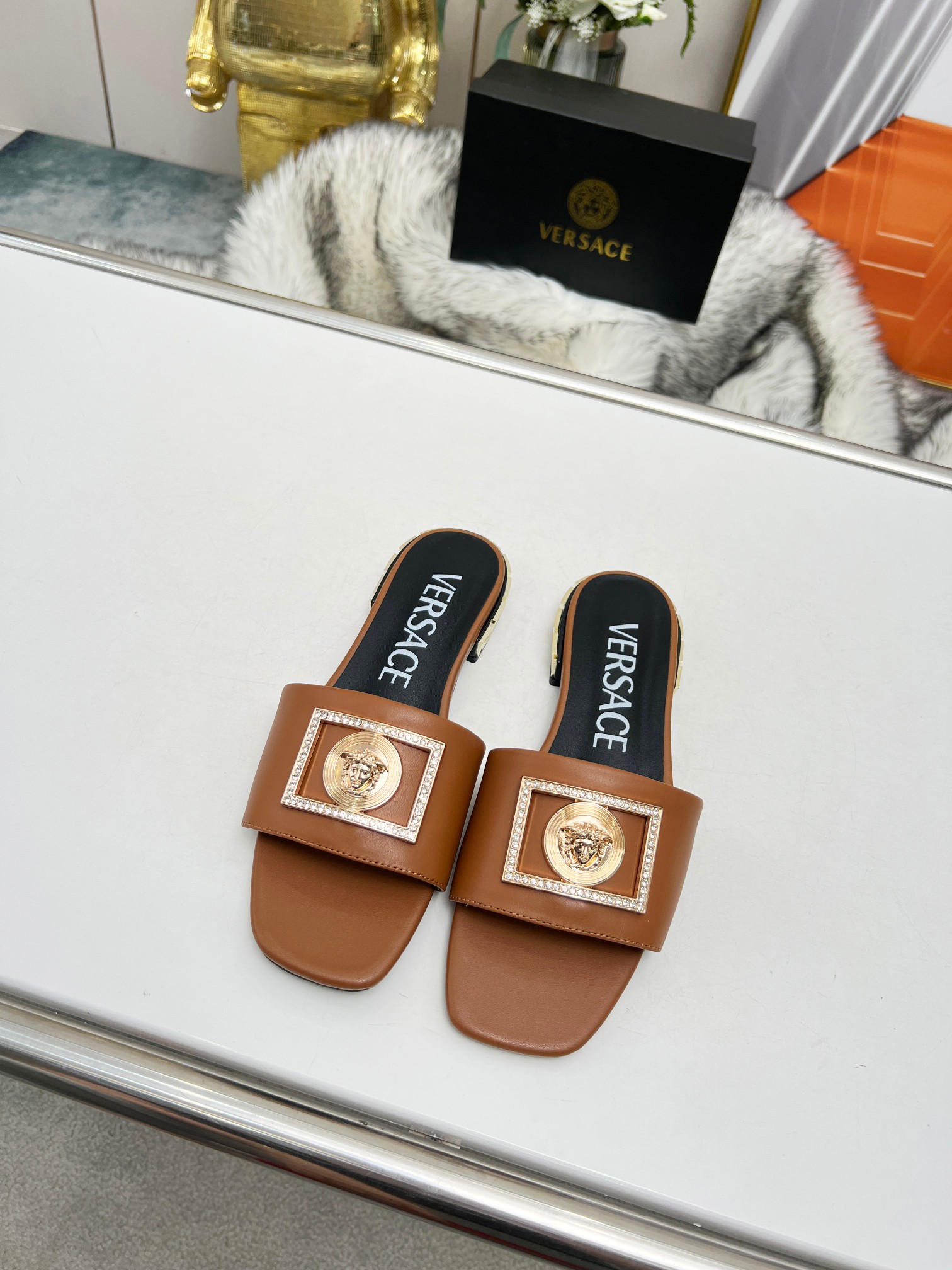 Factory precio: suela de cuero P215 suela de goma P180 yardas: 35-44 (44 se puede pedir) Versace nue