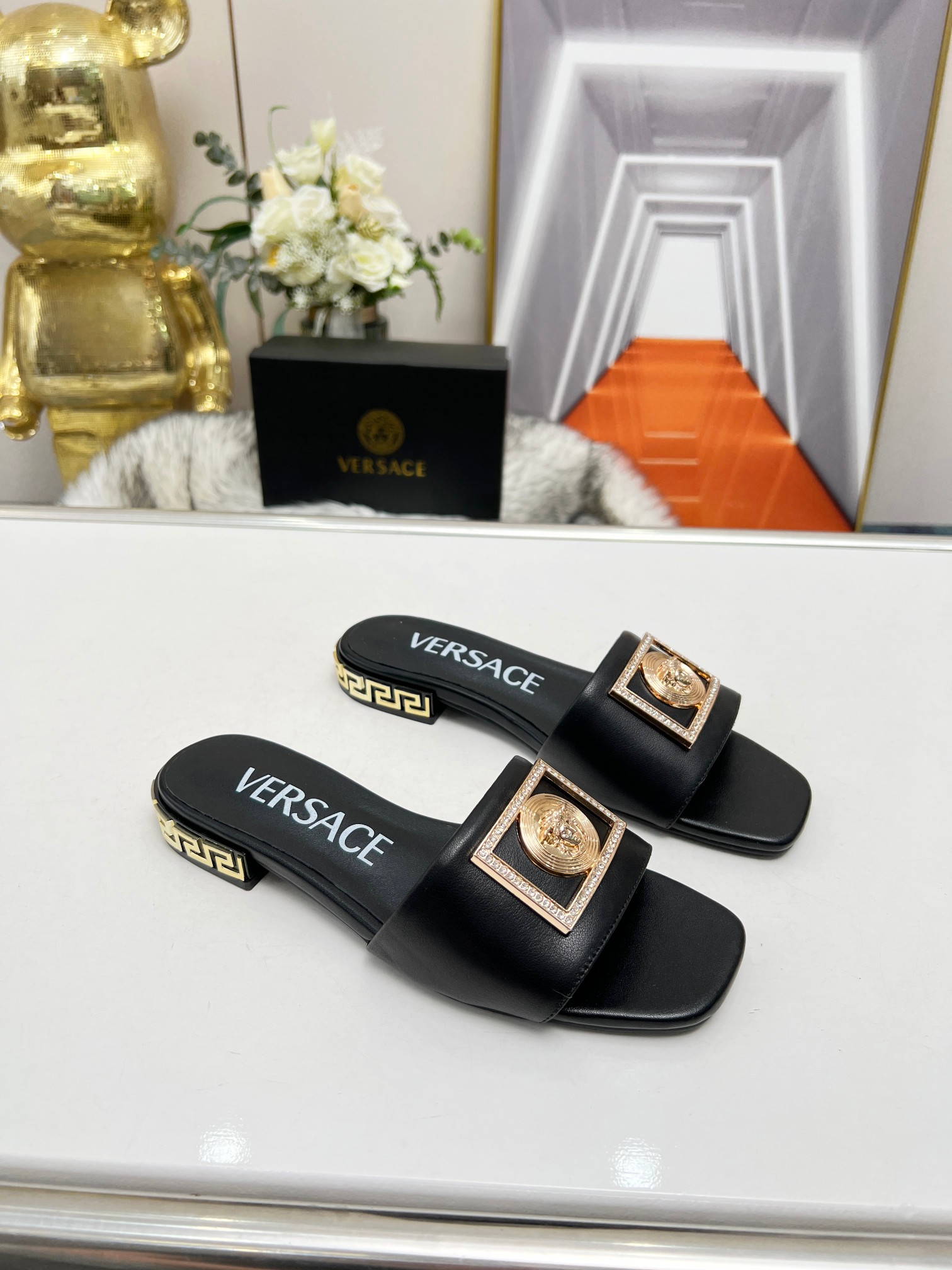 Factory precio: suela de cuero P215 suela de goma P180 yardas: 35-44 (44 se puede pedir) Versace nue