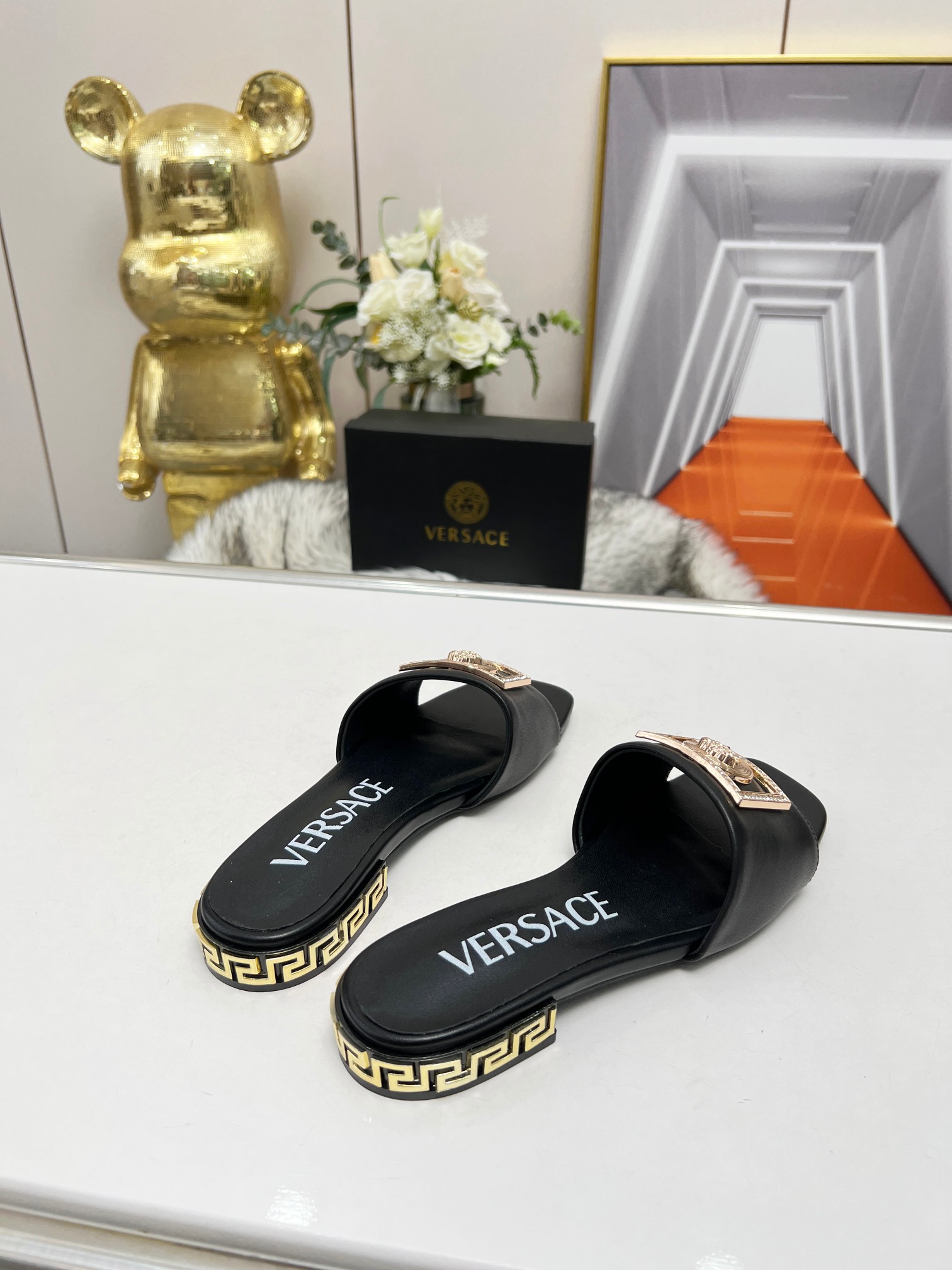 Factory precio: suela de cuero P215 suela de goma P180 yardas: 35-44 (44 se puede pedir) Versace nue