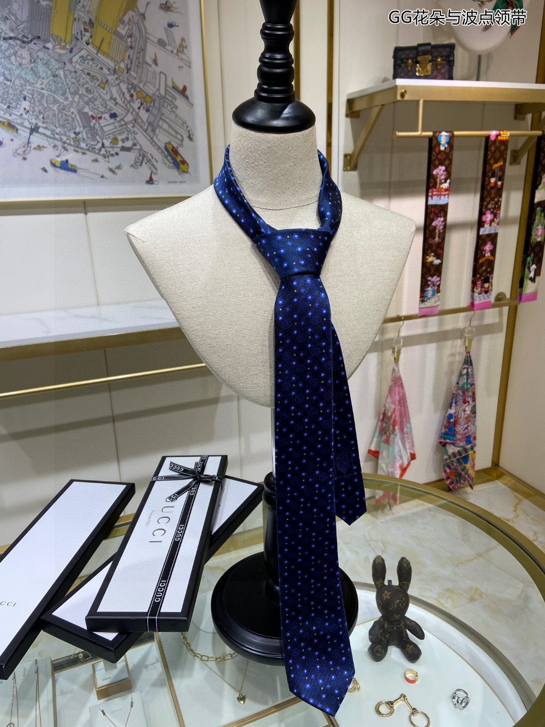 G家专柜新款GG花朵与波点领带男士领