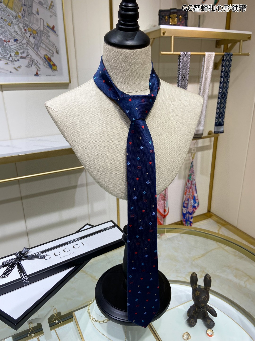 G家男士领带系列GG蜜蜂和心形领带稀