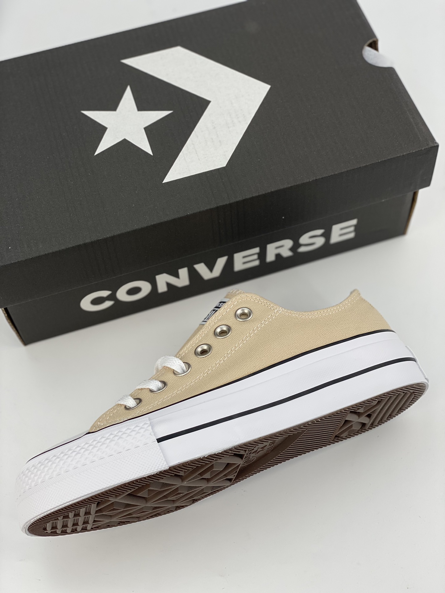 120 Converse All Star 奶茶色匡威常青款厚底增高帆布轻便休闲鞋