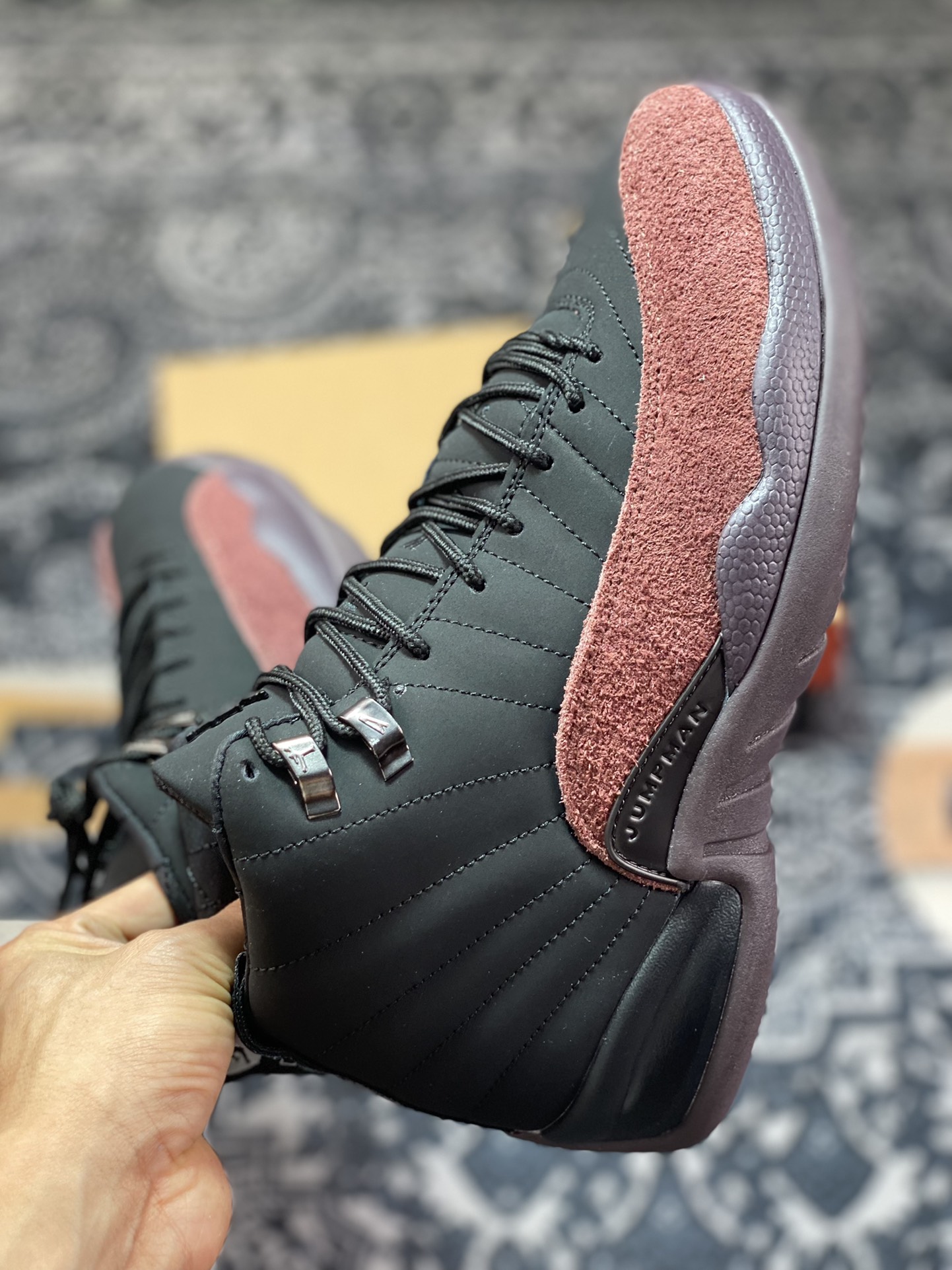 A Ma Maniére x Air Jordan AJ12 Retro AMM joint black wine red DV6989-001