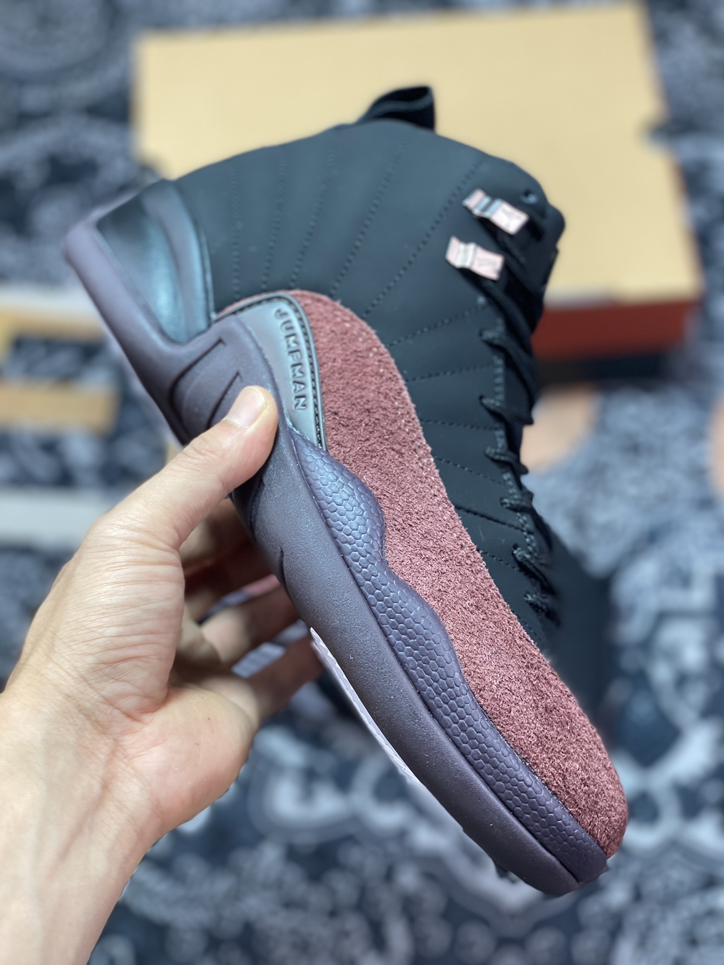 A Ma Maniére x Air Jordan AJ12 Retro AMM joint black wine red DV6989-001