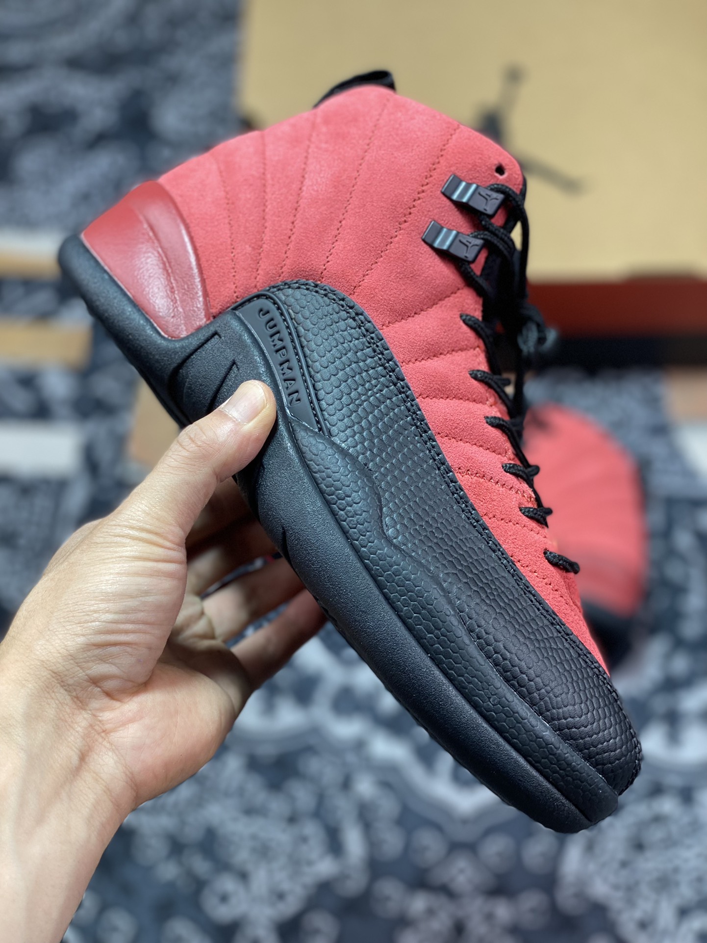 Air Jordan AJ12 Retro reverse black and red sick CT8013-602