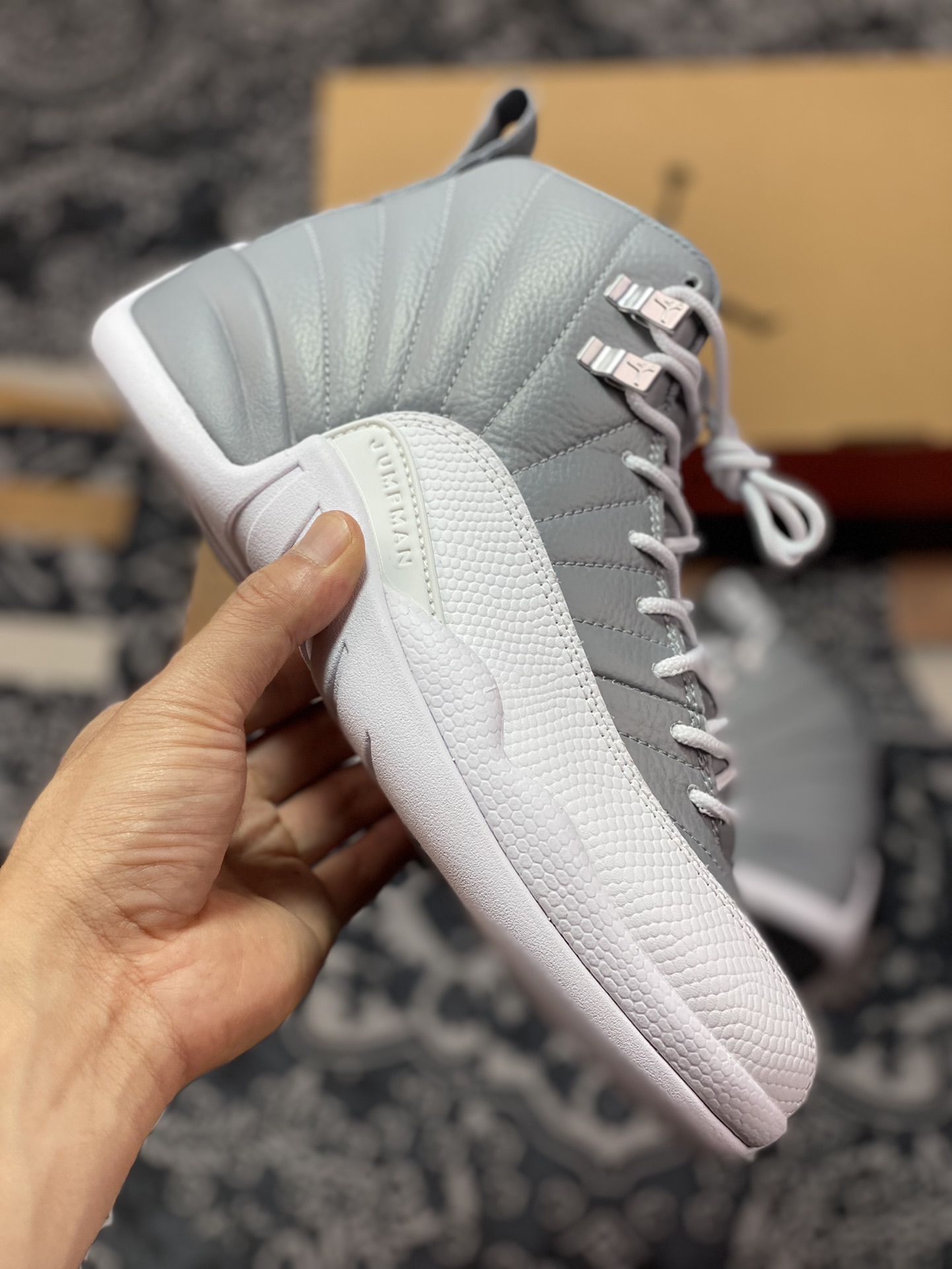 Original grade Air Jordan AJ12 Retro white gray CT8013-015