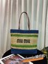 MiuMiu Handbags Tote Bags Printing Straw Woven Summer Collection Vintage