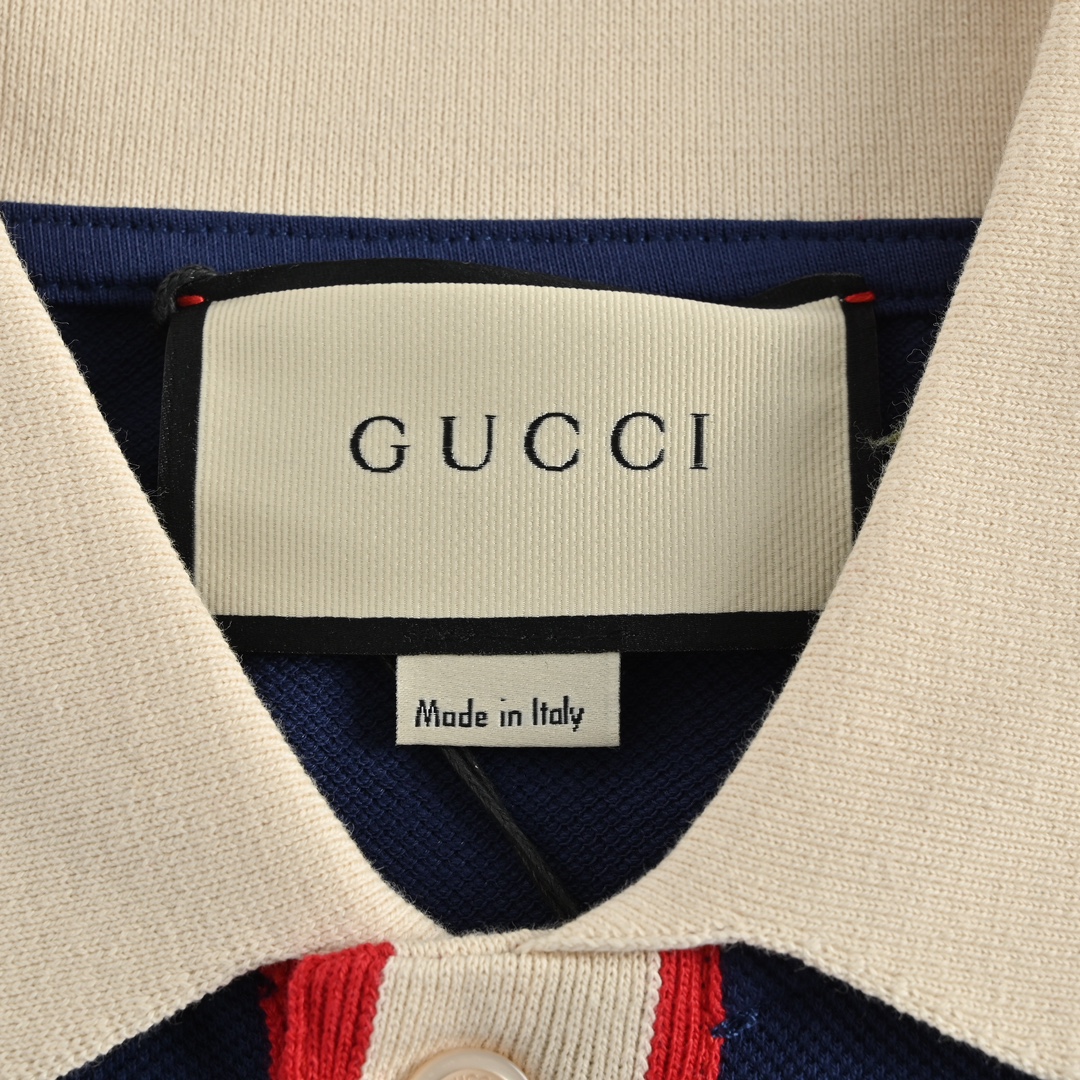 170 Gucci/古驰 23ss 经典口袋刺绣双G Polo短袖 双G小Logo朱地面料 230克 Polo衫