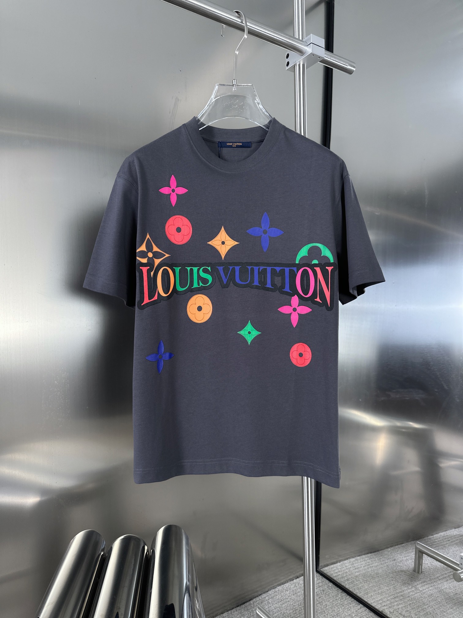 Louis Vuitton Clothing T-Shirt Black White Spring/Summer Collection Short Sleeve