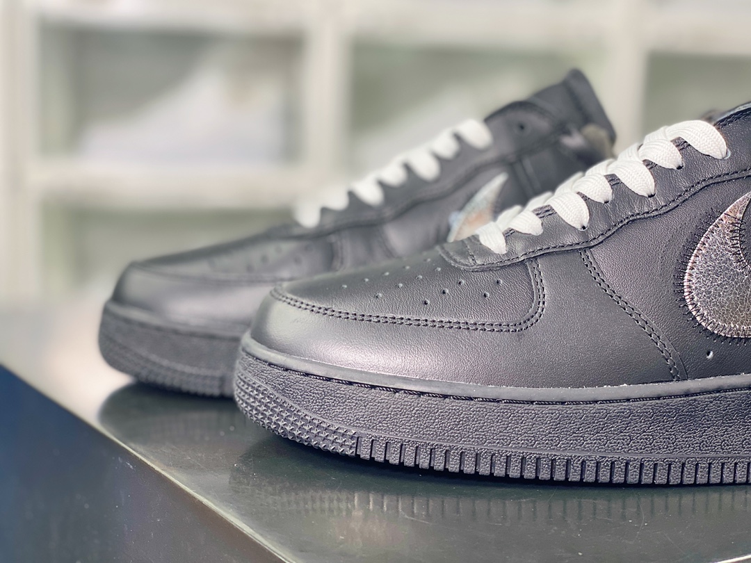 300  Off-White x 【Nike】 Air Force 1'07 Low"Black/Metallic Silver"空军一号板鞋“OW全黑橘银钩”AV5210-001