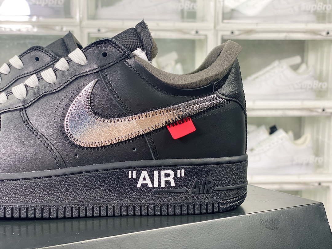 300  Off-White x 【Nike】 Air Force 1'07 Low"Black/Metallic Silver"空军一号板鞋“OW全黑橘银钩”AV5210-001