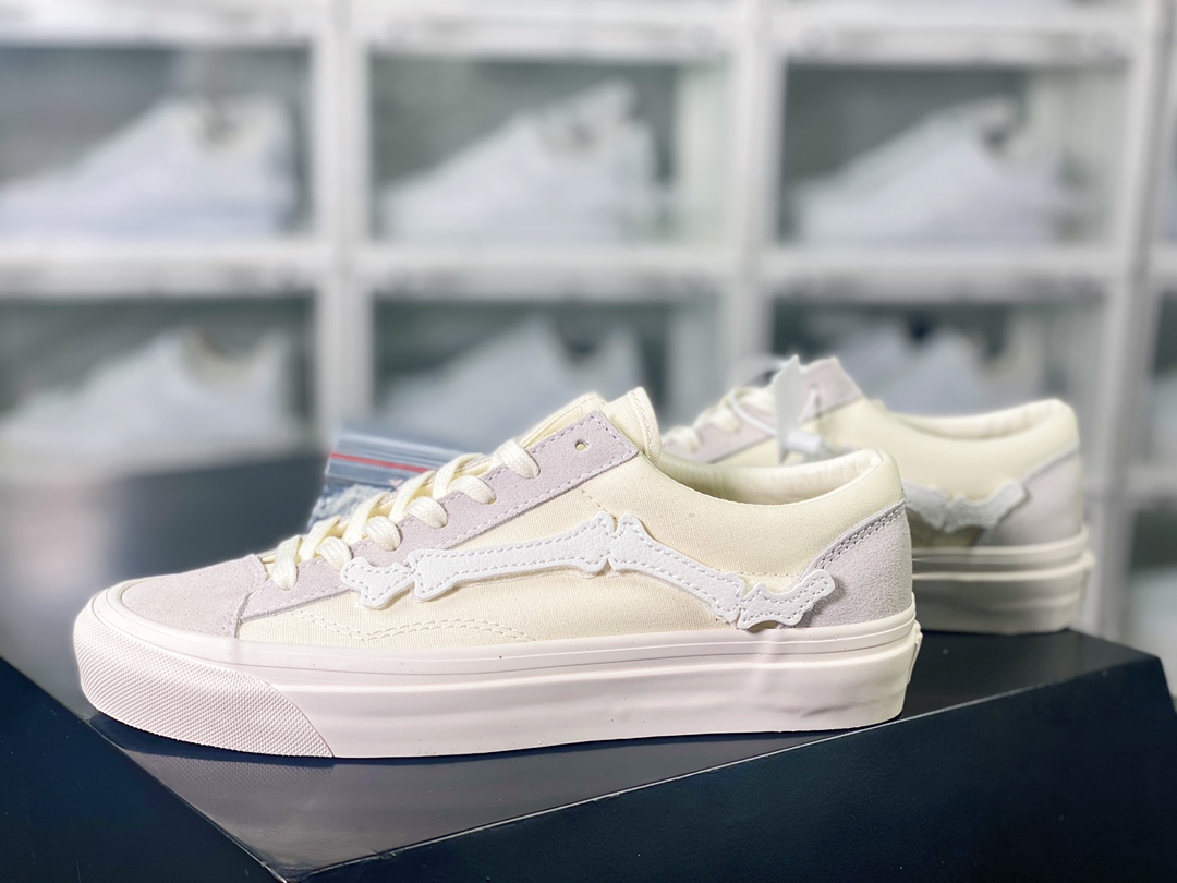 Vans Vault OG Style 36 LX ”Bones Magic Tape Pack” classic sneakers ”short skull white gray bone Velcro” VN0A4BVEFS8