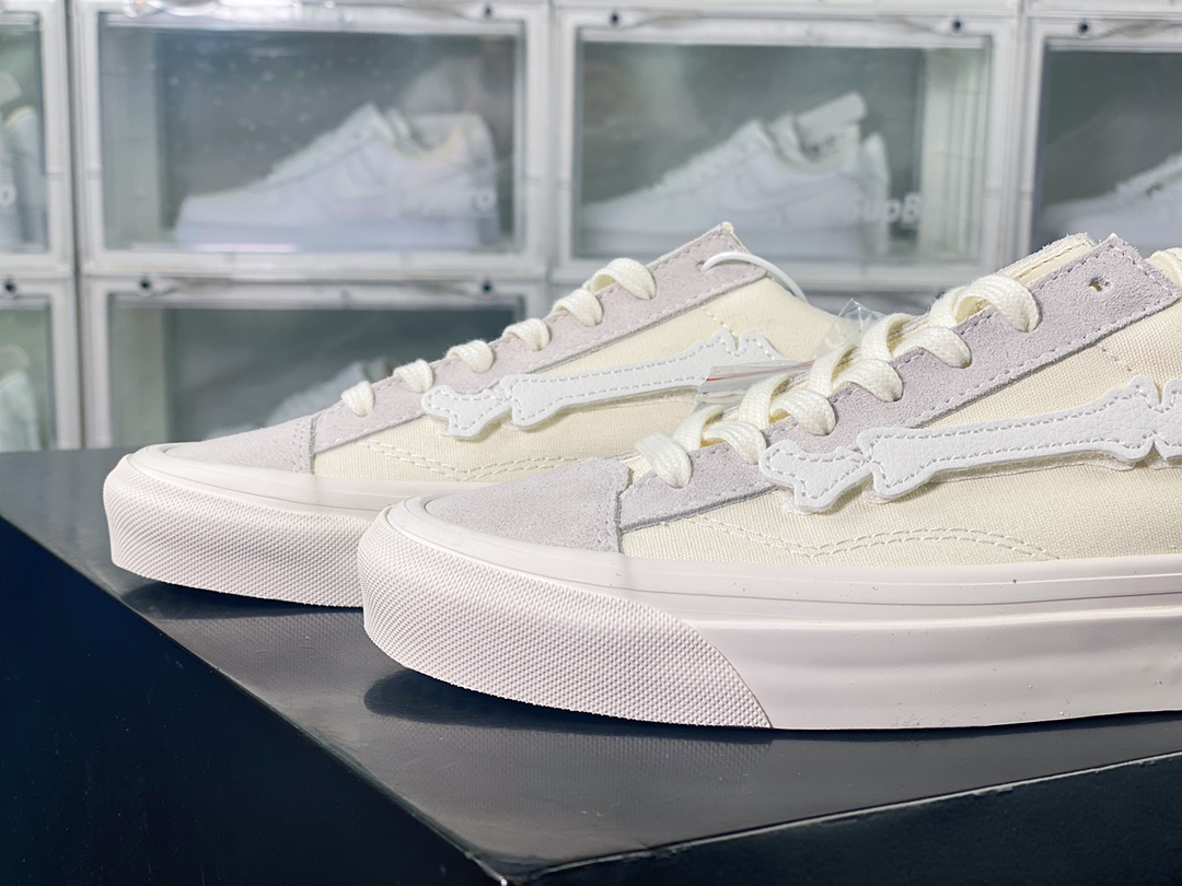 Vans Vault OG Style 36 LX ”Bones Magic Tape Pack” classic sneakers ”short skull white gray bone Velcro” VN0A4BVEFS8