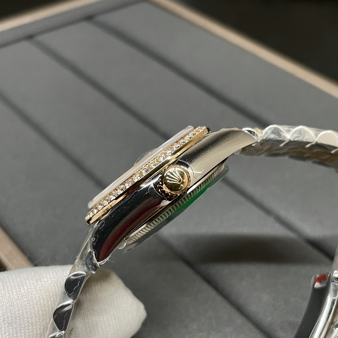 Rolex 女款日志31mm 间黄金 罗马刻度 镶钻圈