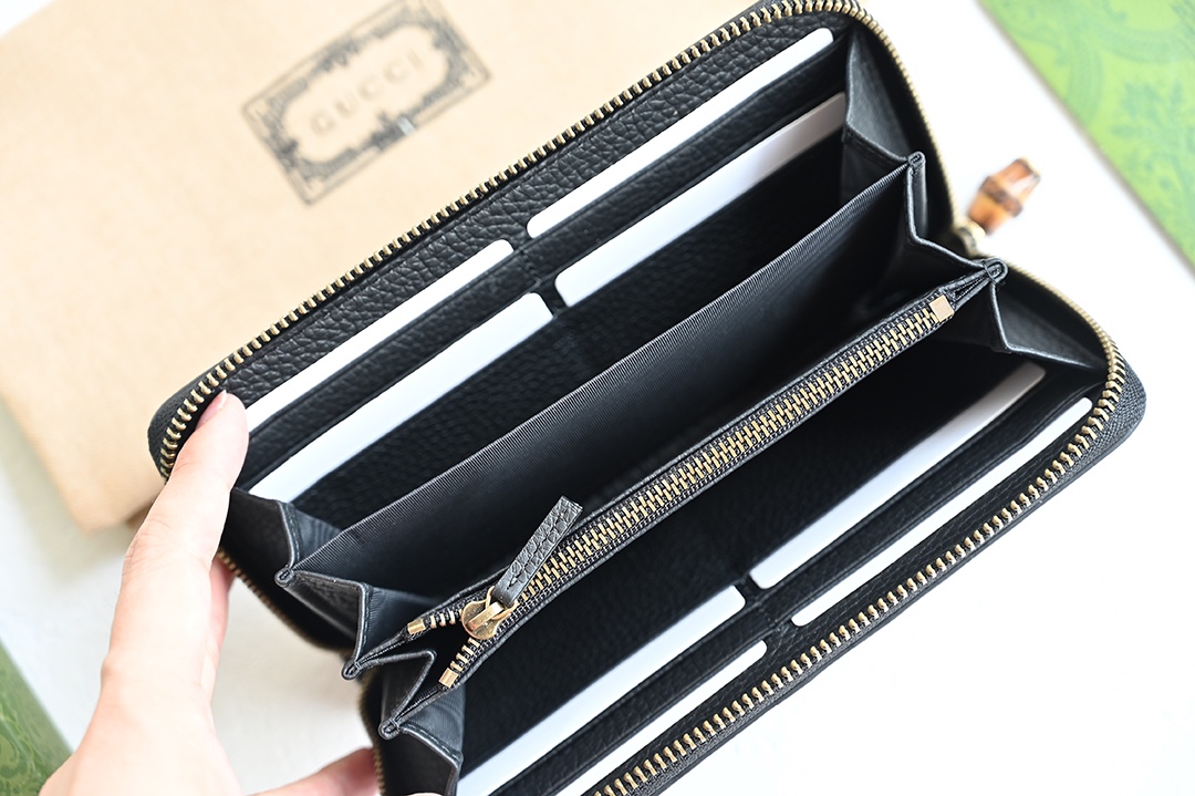 Gucci GG Marmont Long Wallet Black Leather Standard everyday