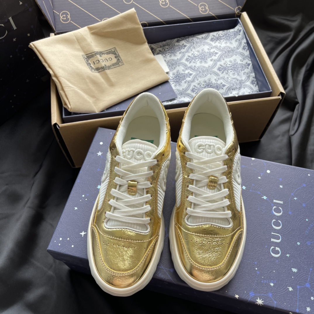 GUCCI 板鞋 牛皮 网面 做旧 运动鞋