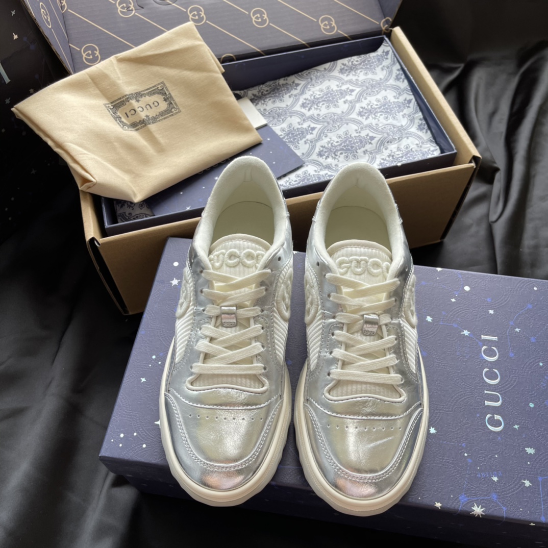 GUCCI 运动鞋 牛皮 网面 做旧 板鞋