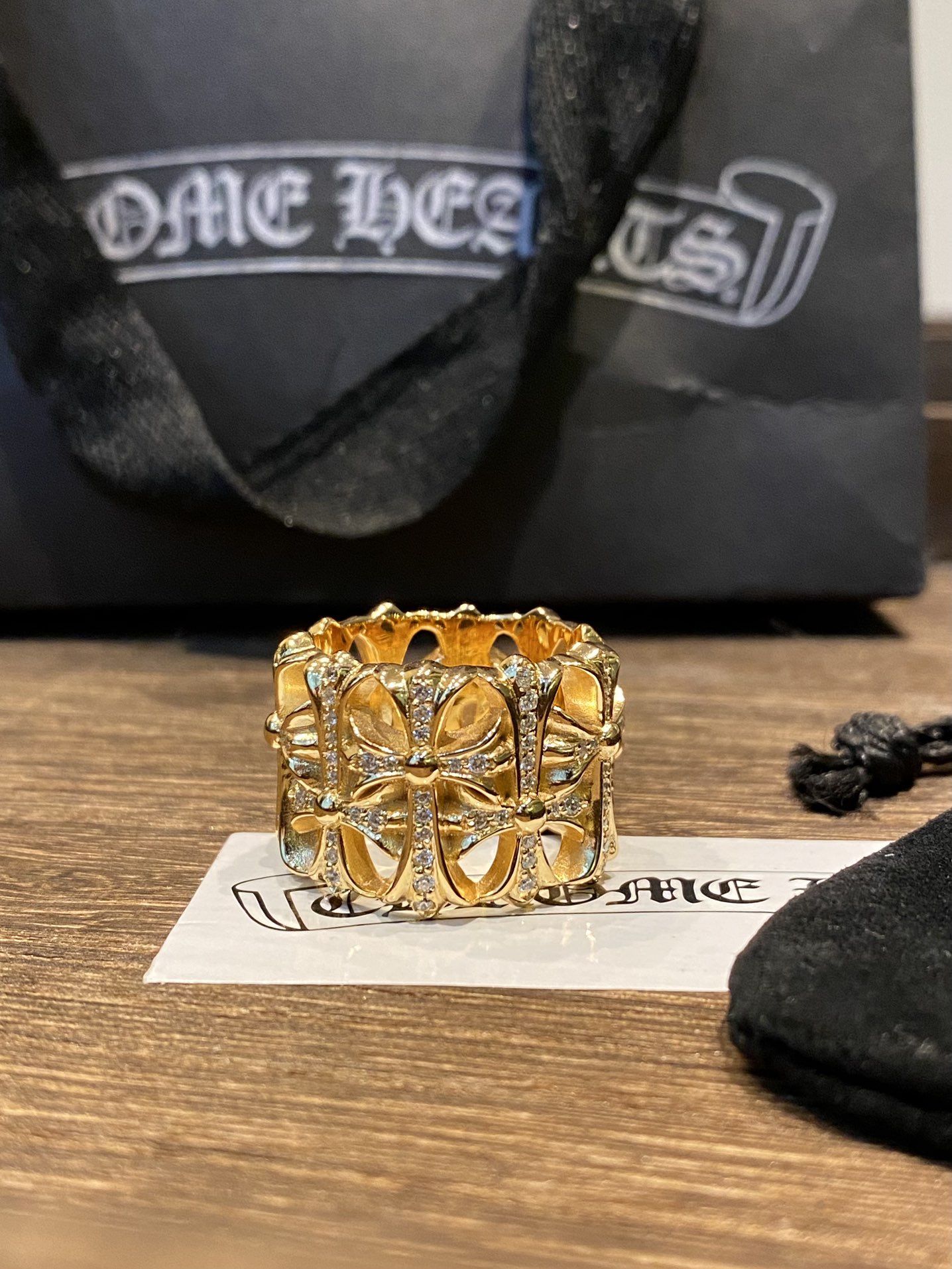 Ring, Custom Gold-Plated Diamond Setting