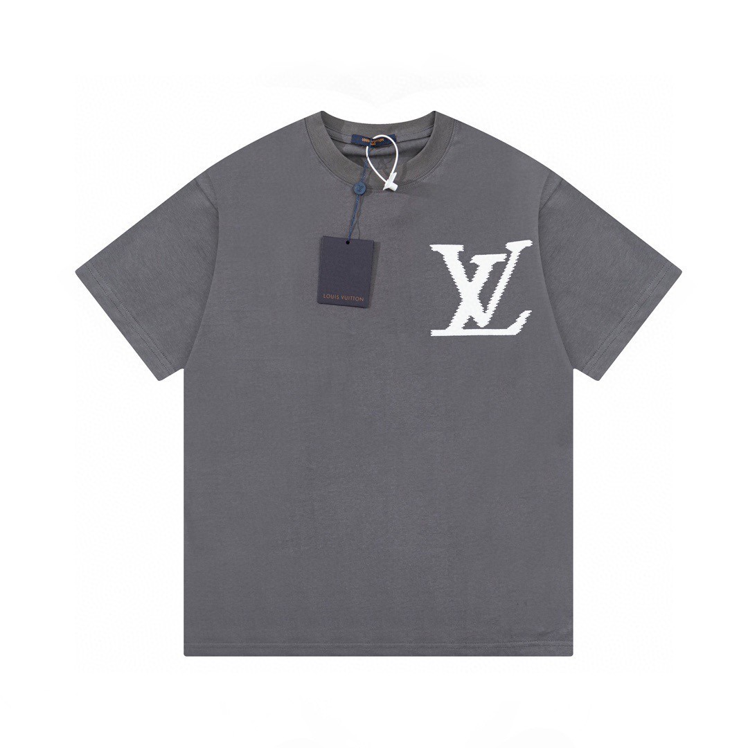 Louis Vuitton Abbigliamento T-Shirt Nero Grigio Bianco Cotone Collezione Primavera/Estate Fashion Maniche corte