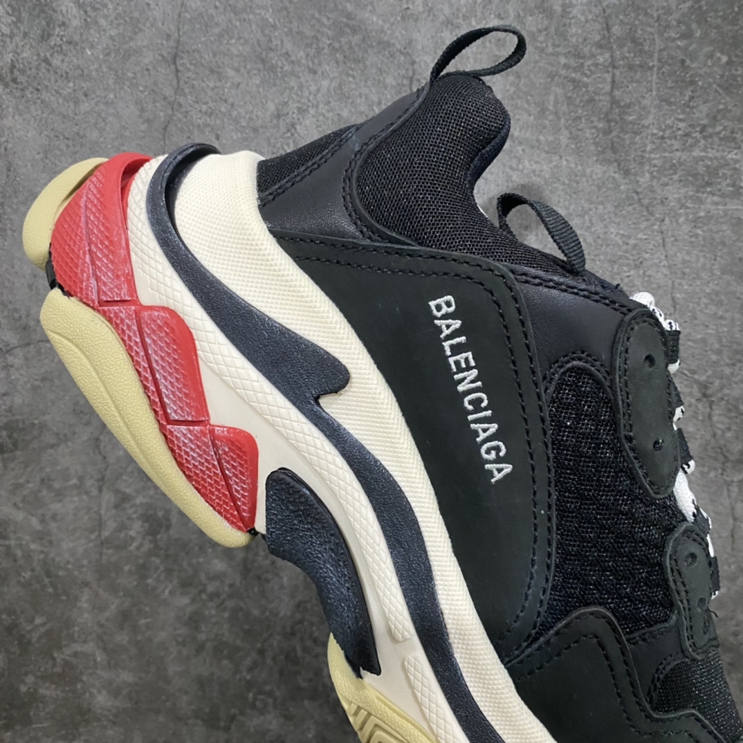 [President Edition] Balenciaga Triple S generation dad shoes black and red classic style