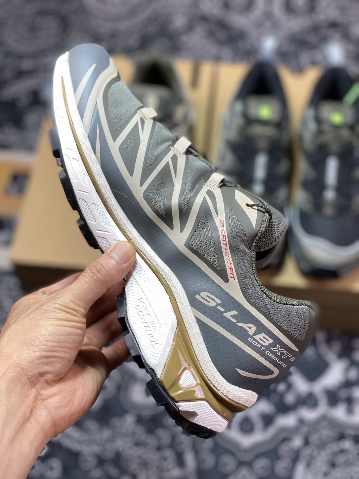 Salomon XT-6”Beluga/Pewter/Dull Gold” skyline series low-top sneakers ”dark gray beige gold” 471362