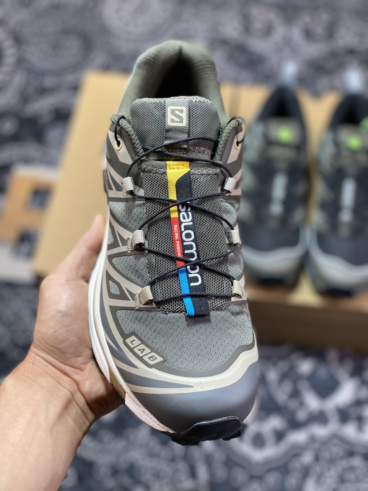 Salomon XT-6”Beluga/Pewter/Dull Gold” skyline series low-top sneakers ”dark gray beige gold” 471362