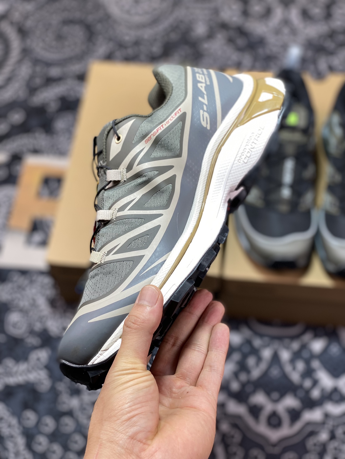 Salomon XT-6”Beluga/Pewter/Dull Gold” skyline series low-top sneakers ”dark gray beige gold” 471362