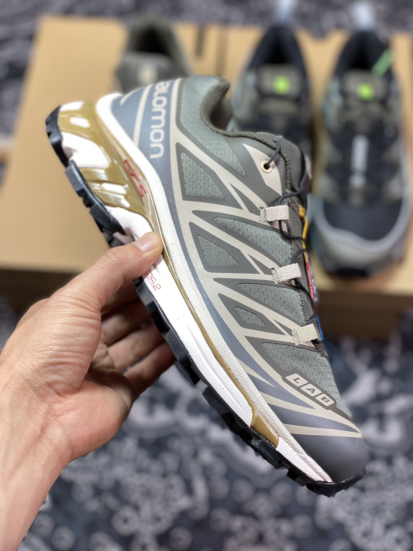 Salomon XT-6”Beluga/Pewter/Dull Gold” skyline series low-top sneakers ”dark gray beige gold” 471362