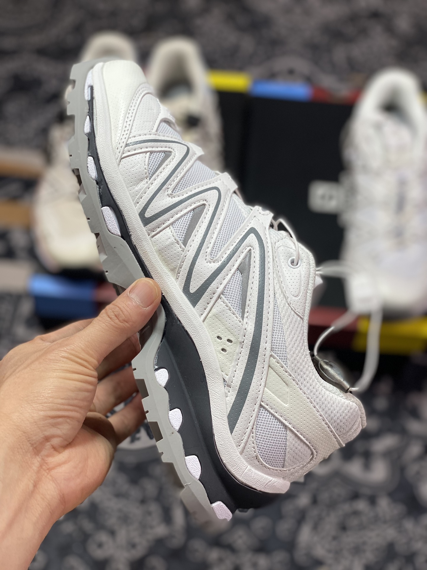 Salomon/Salomon XT-Quest ADV ”White” XT Explorer series running shoes ”white gray black” 410523