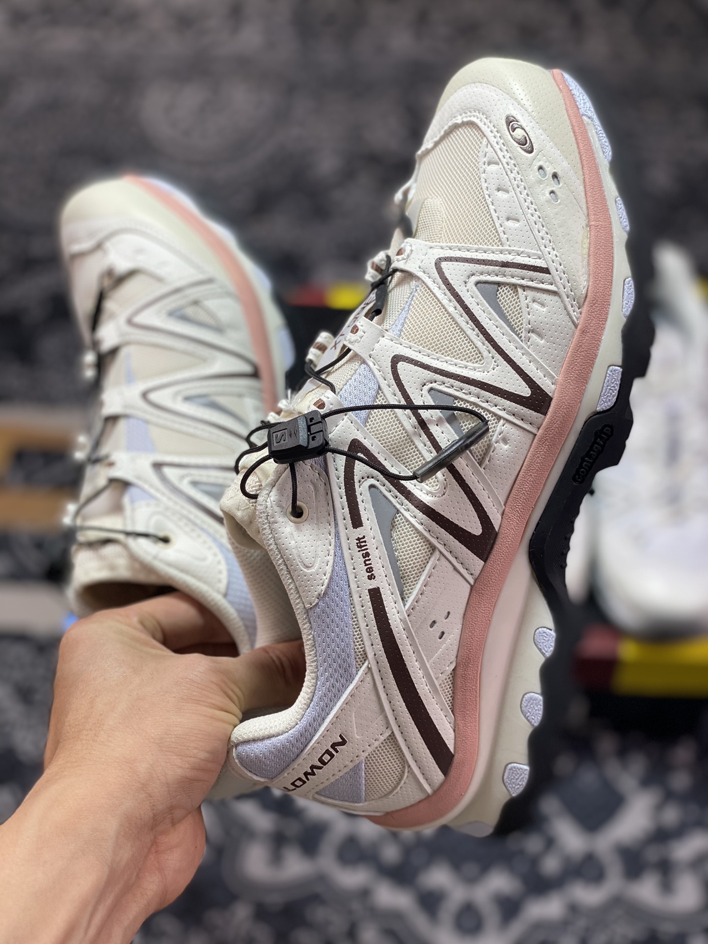 Salomon/Salomon XT-Quest ADV ”Milky White” XT Explorer running shoes ”Milk White Light Pink Blue Brown” 417589