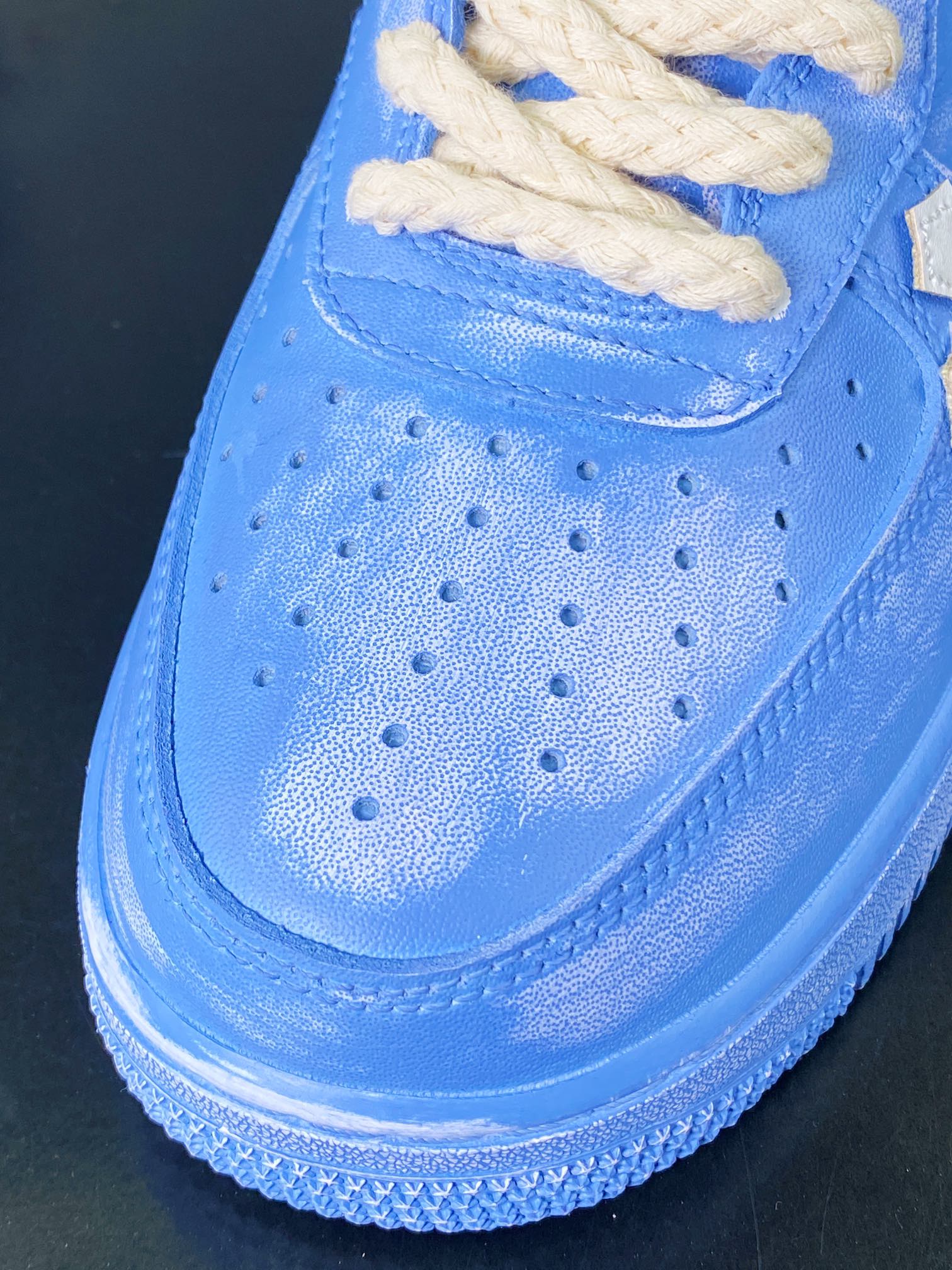 Air Force 1'07 Low ”Tannin Blue/White Chrome Hearts” Air Force 1 suede sneakers ”dip-dyed blue and white distressed splash ink Chrome Hearts” 315122-111