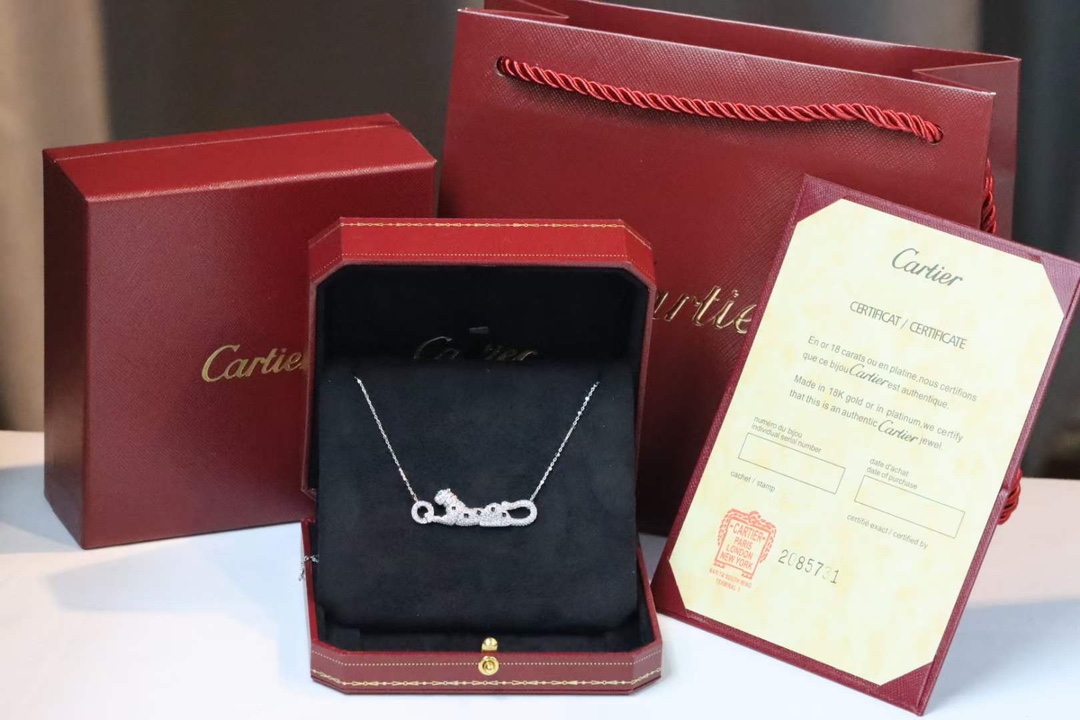 Cartier Cartier 满钻绿眼小豹子 锁骨项链