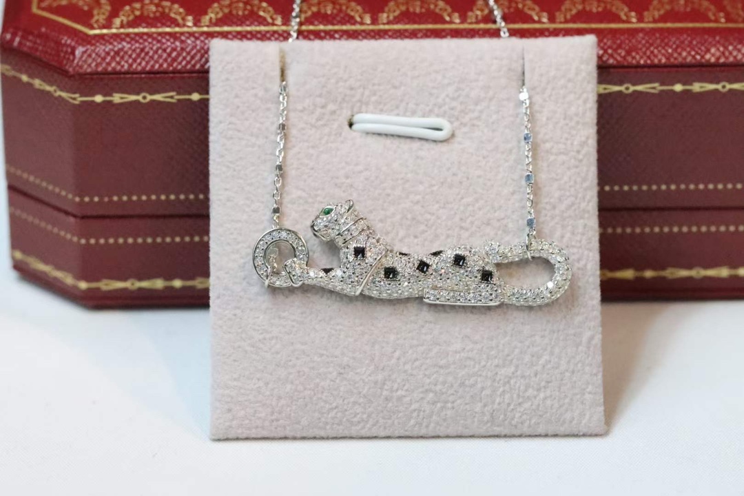 Cartier Cartier 满钻绿眼小豹子 锁骨项链