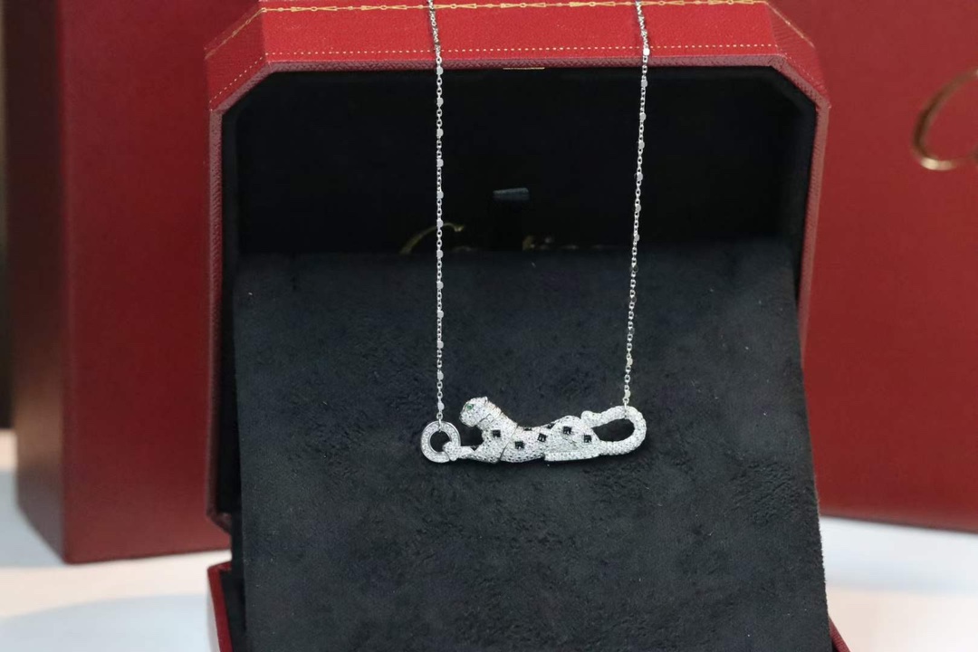 Cartier Cartier 满钻绿眼小豹子 锁骨项链
