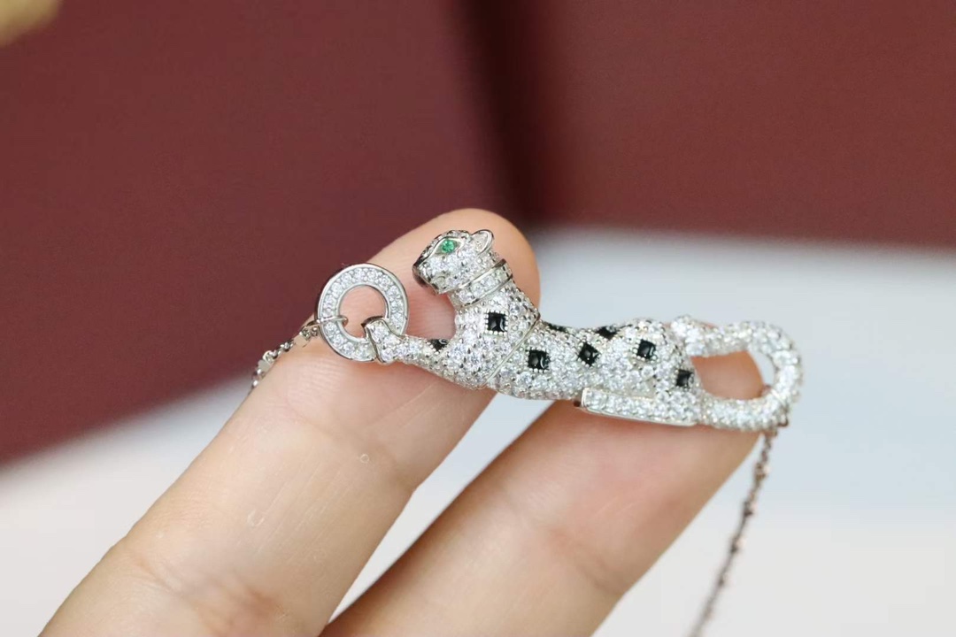 Cartier Cartier 满钻绿眼小豹子 锁骨项链