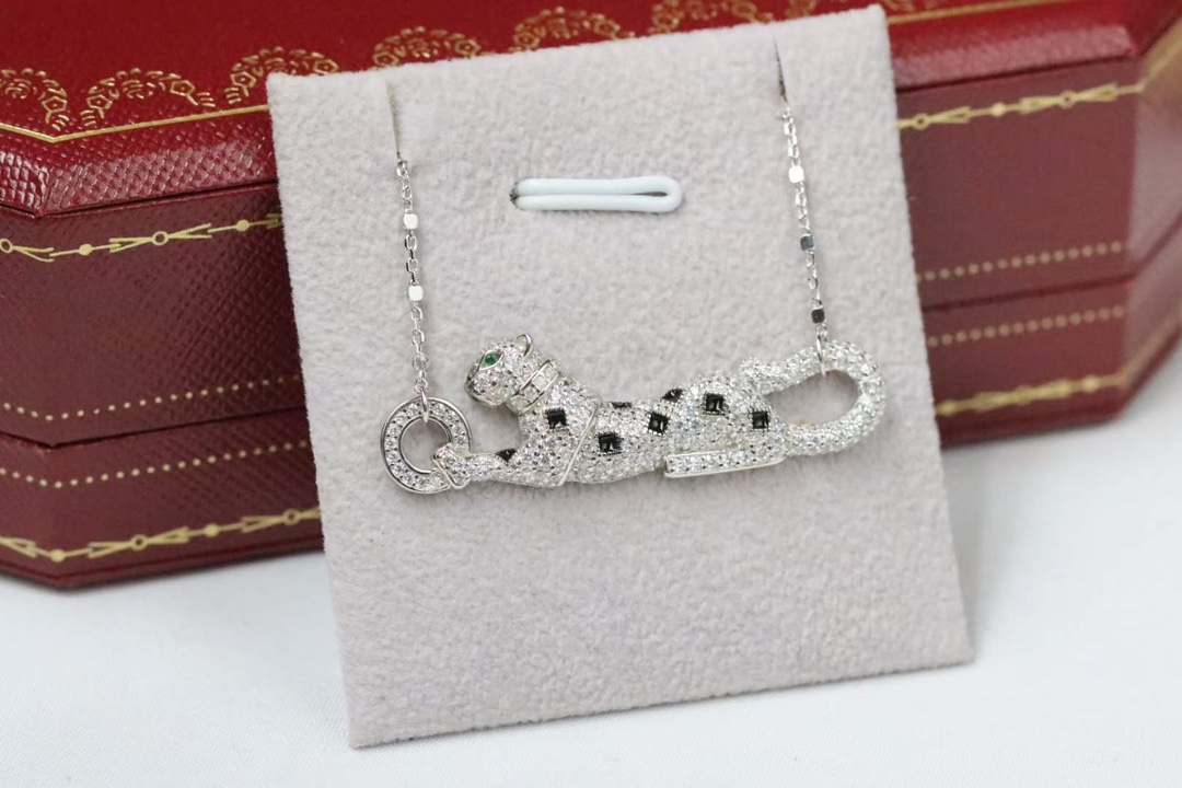 Cartier Cartier 满钻绿眼小豹子 锁骨项链